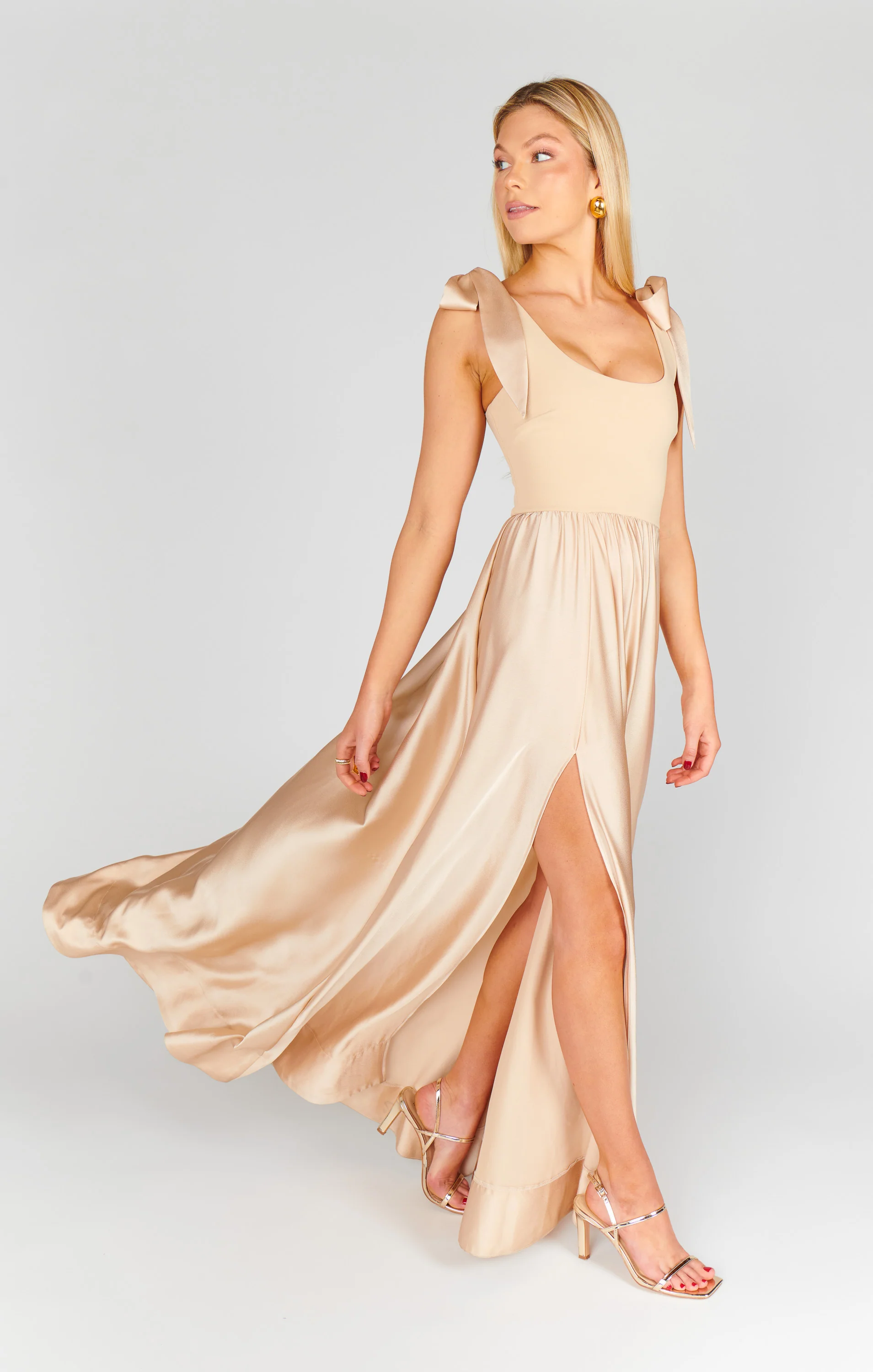 Harper Maxi Dress ~ Champagne Satin