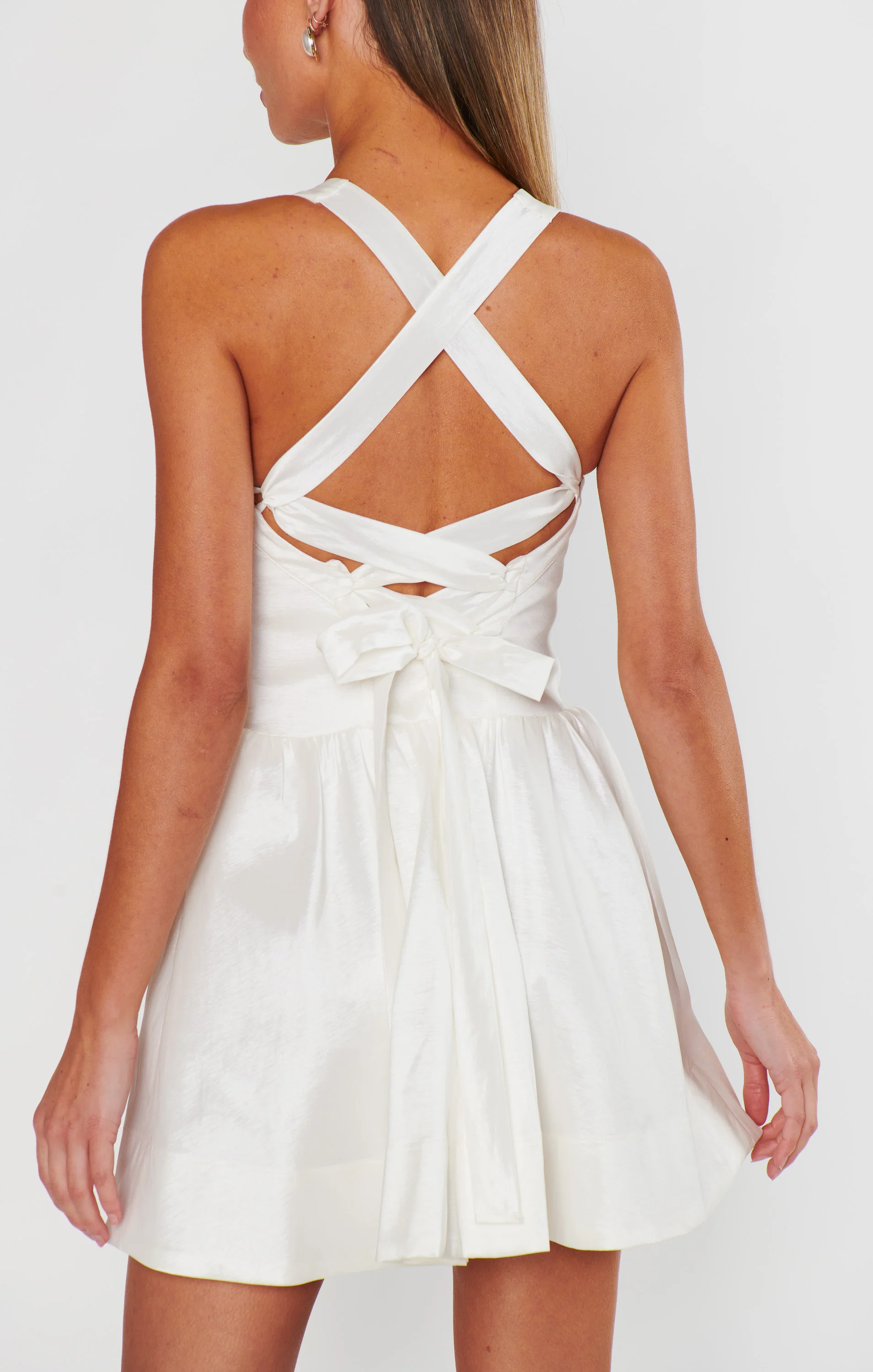 Abigail Mini Dress ~ White Taffeta