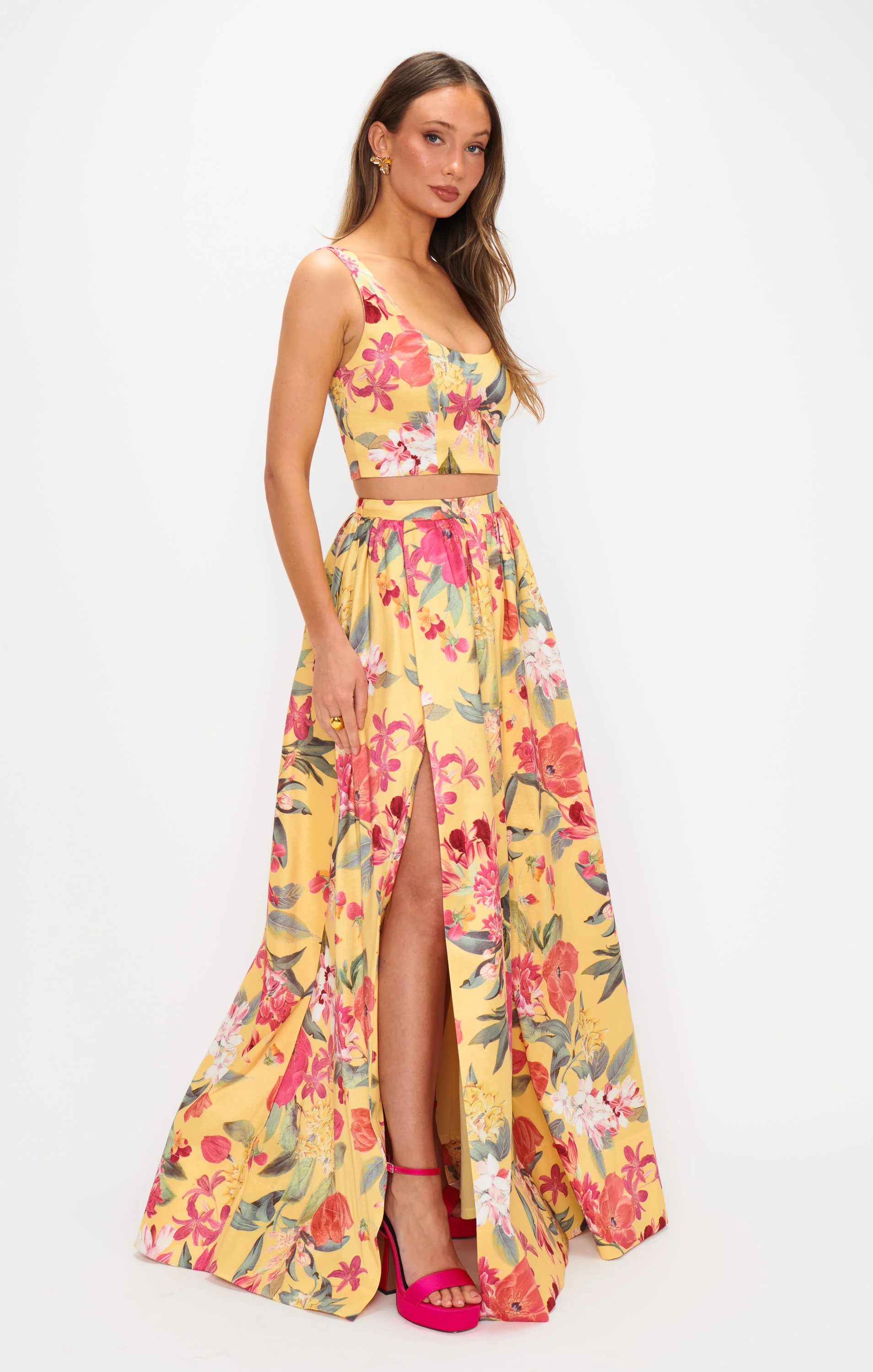 Vivianna Maxi Skirt ~ Mimosa Floral Taffeta