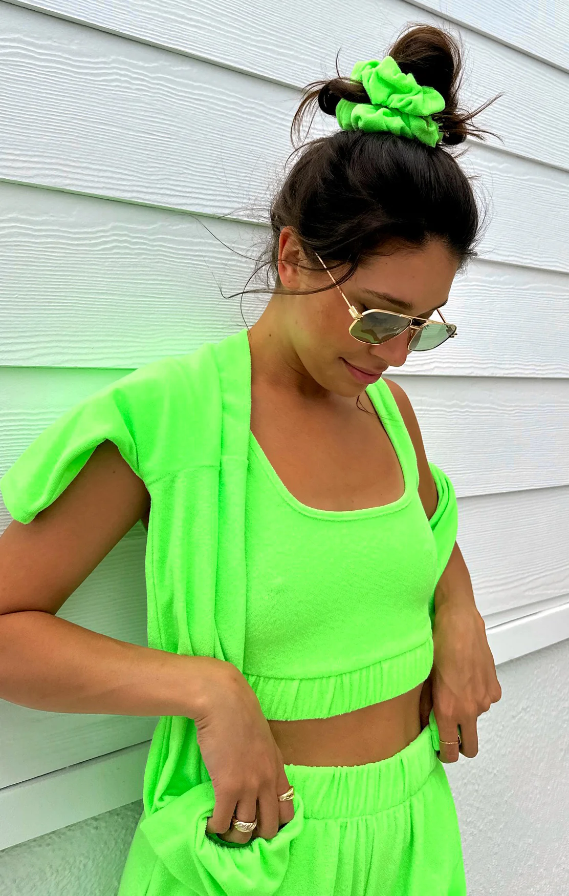 Terry Scrunchie ~ Bright Green