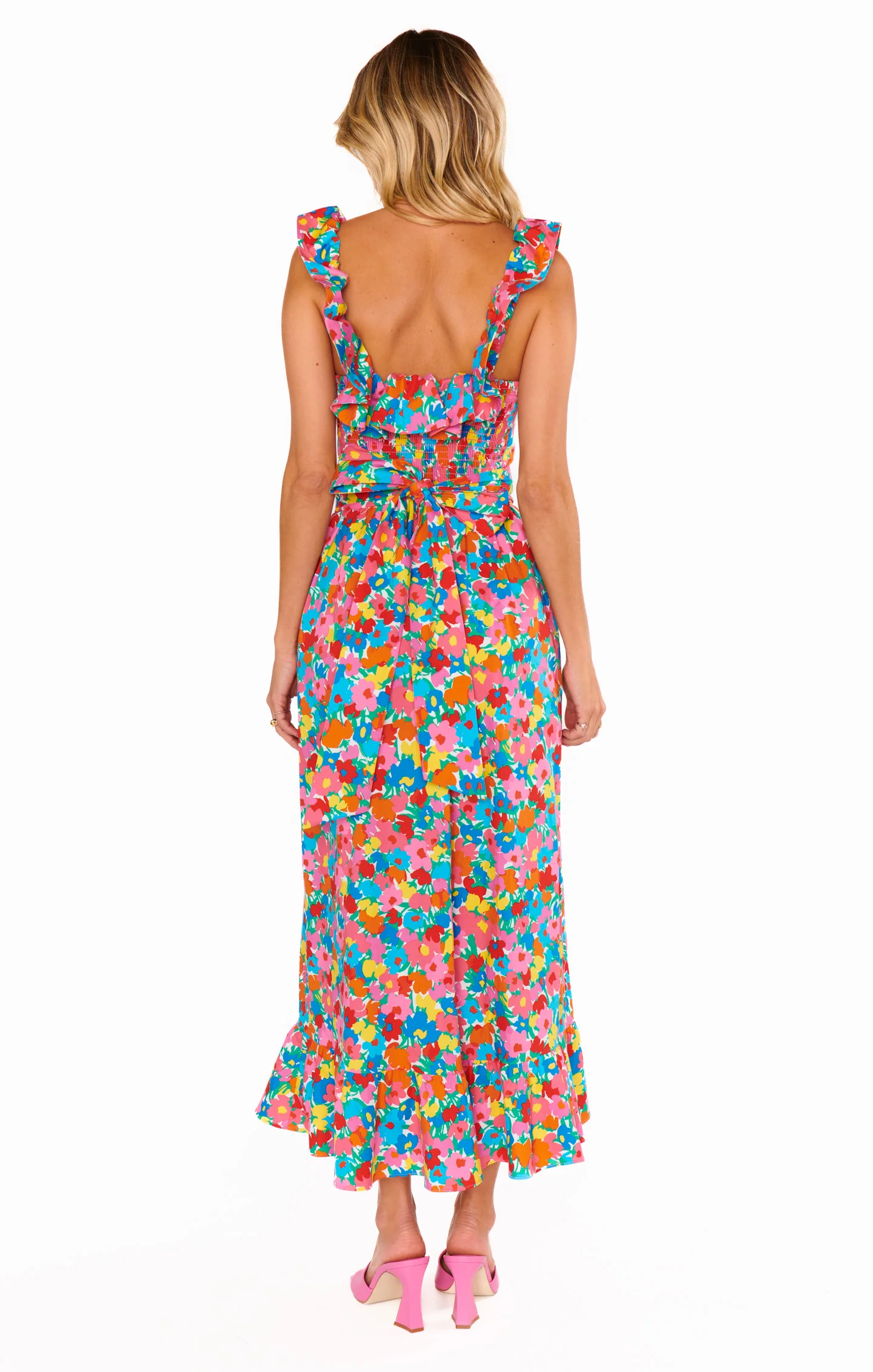 Alexis Midi Dress ~ Bright Begonias