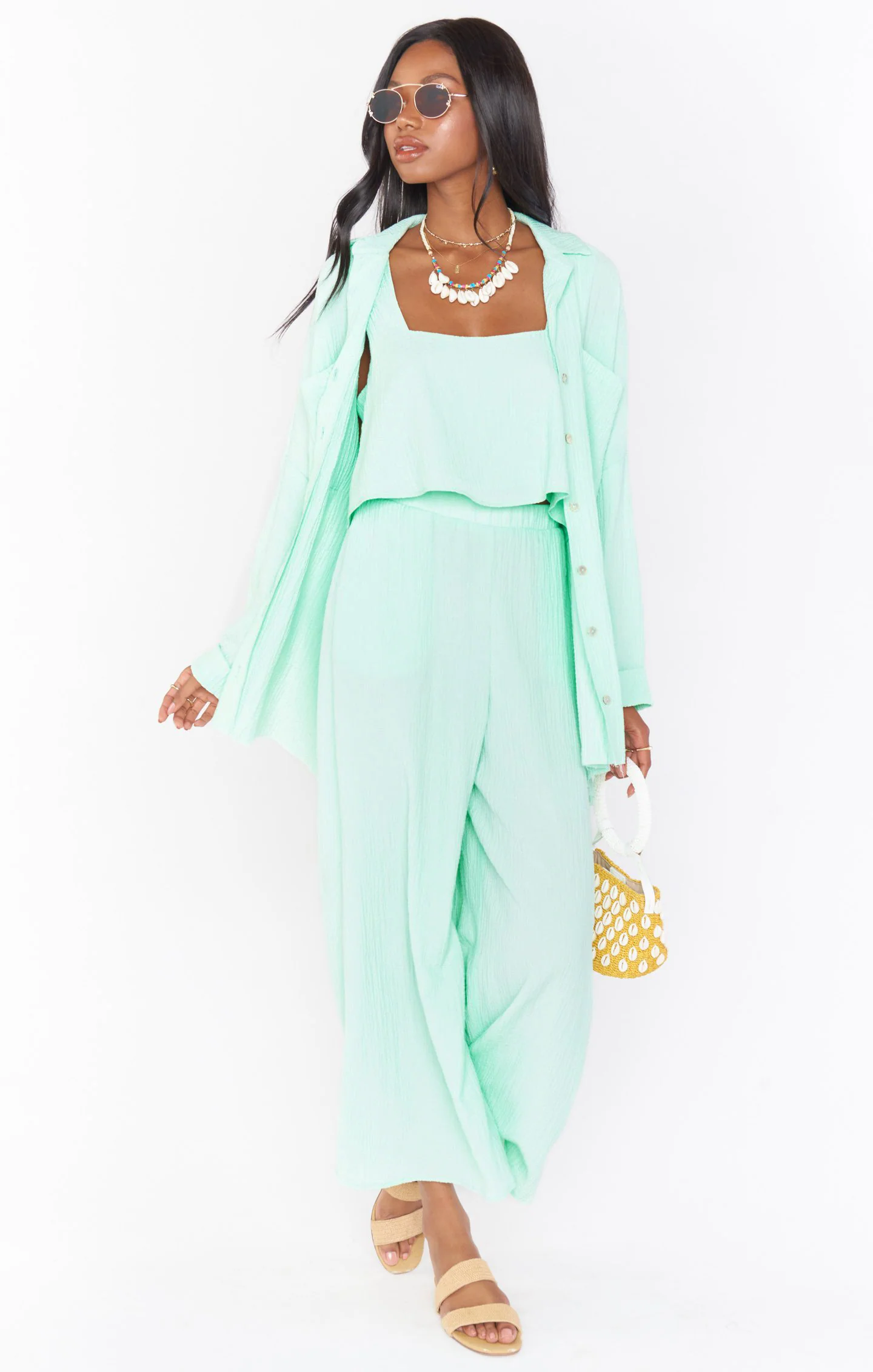 Button Down Shirt ~ Green Melon