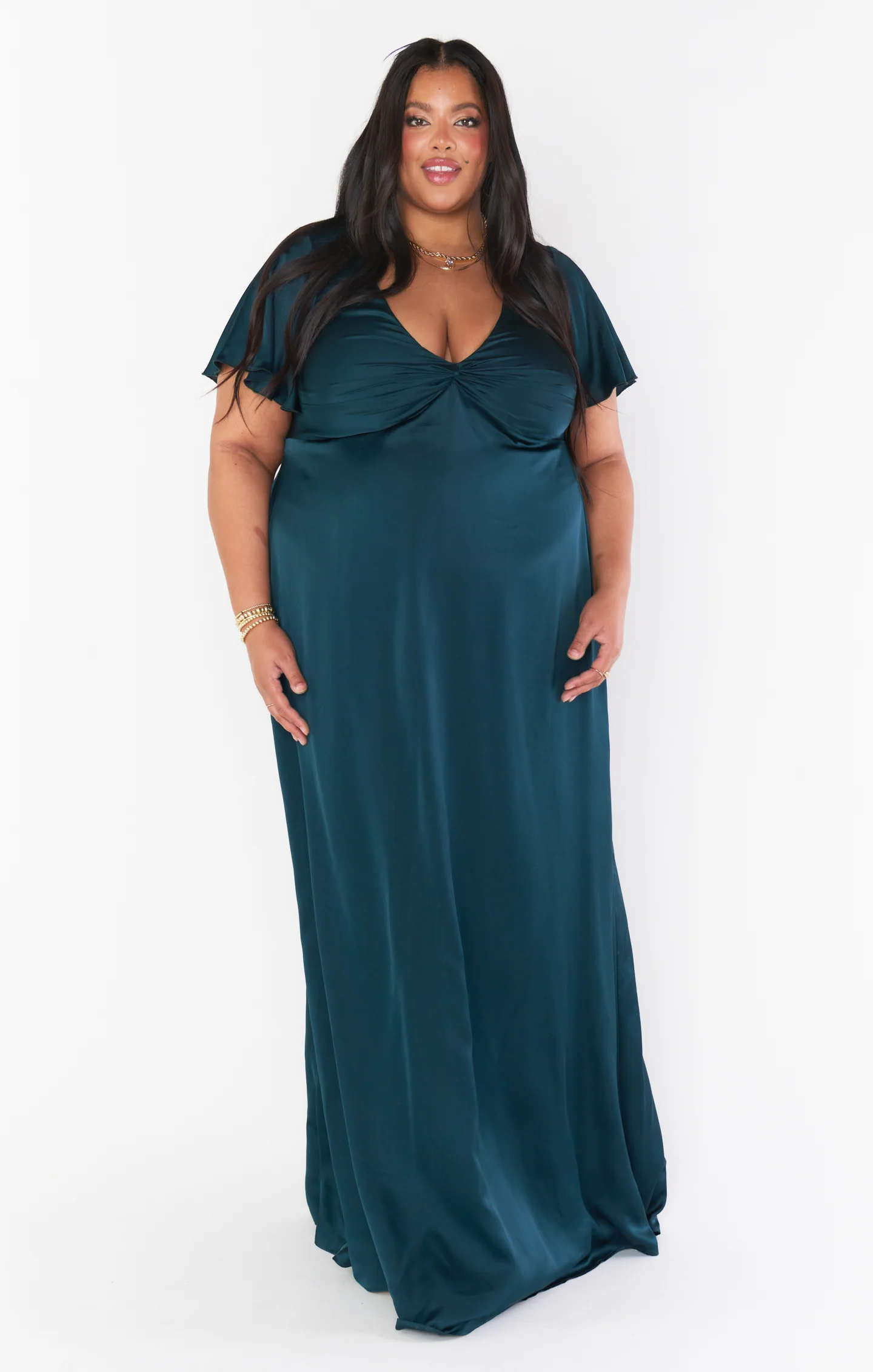 Rome Twist Gown ~ Deep Emerald Luxe Satin