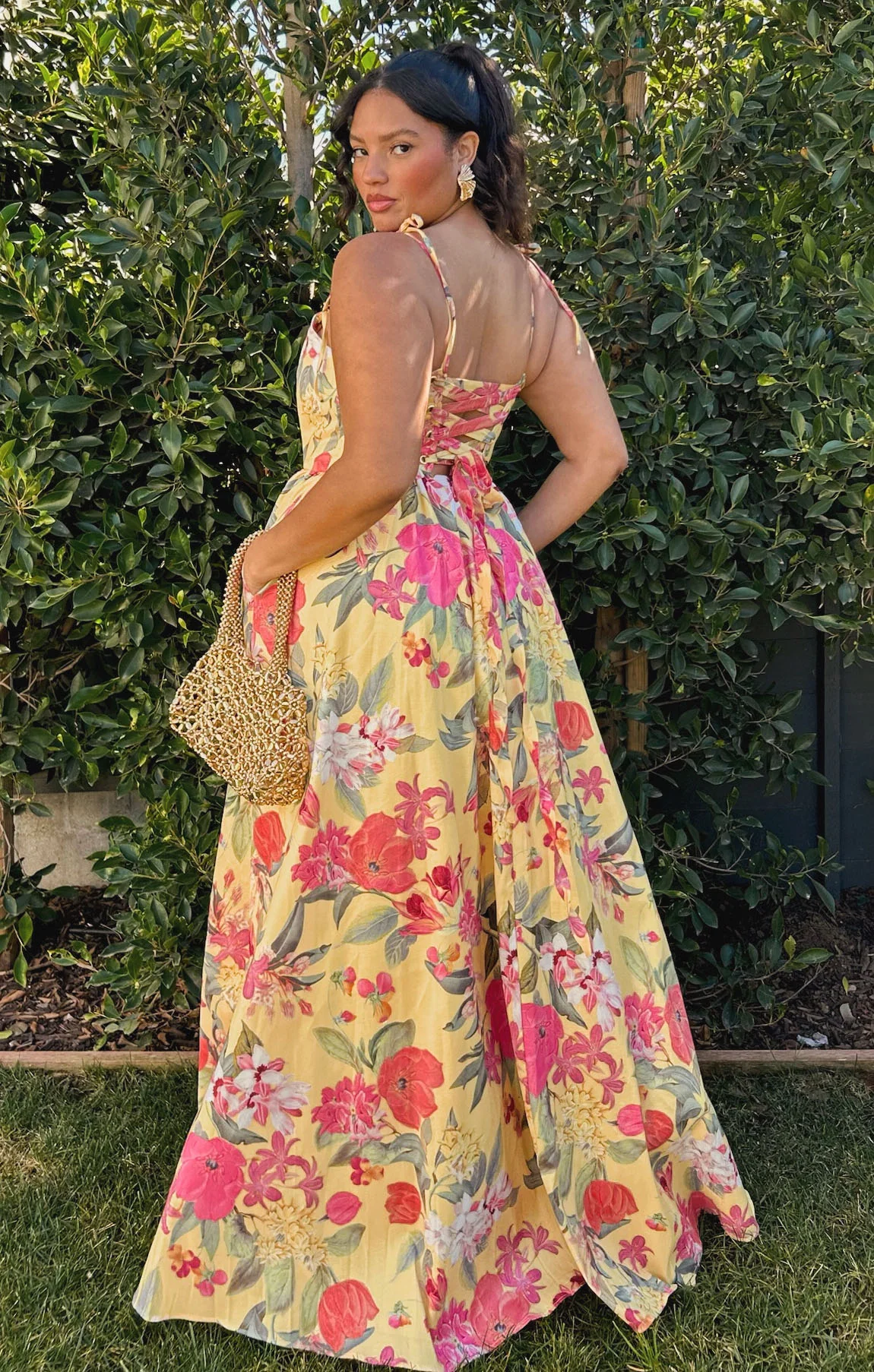 Luna Maxi Dress ~ Sunflower Floral Taffeta