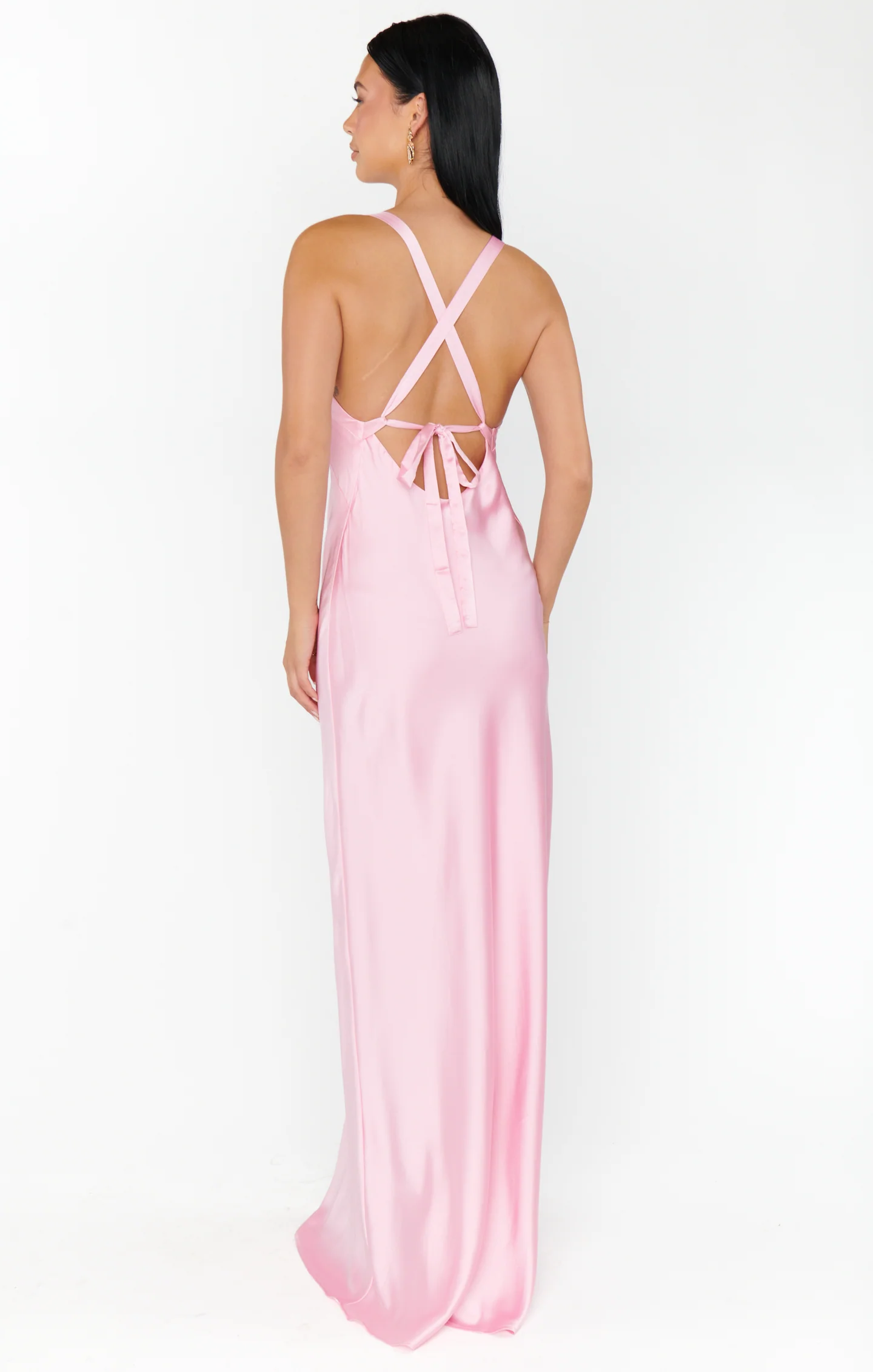 Maxi Dress ~ Light Pink Satin