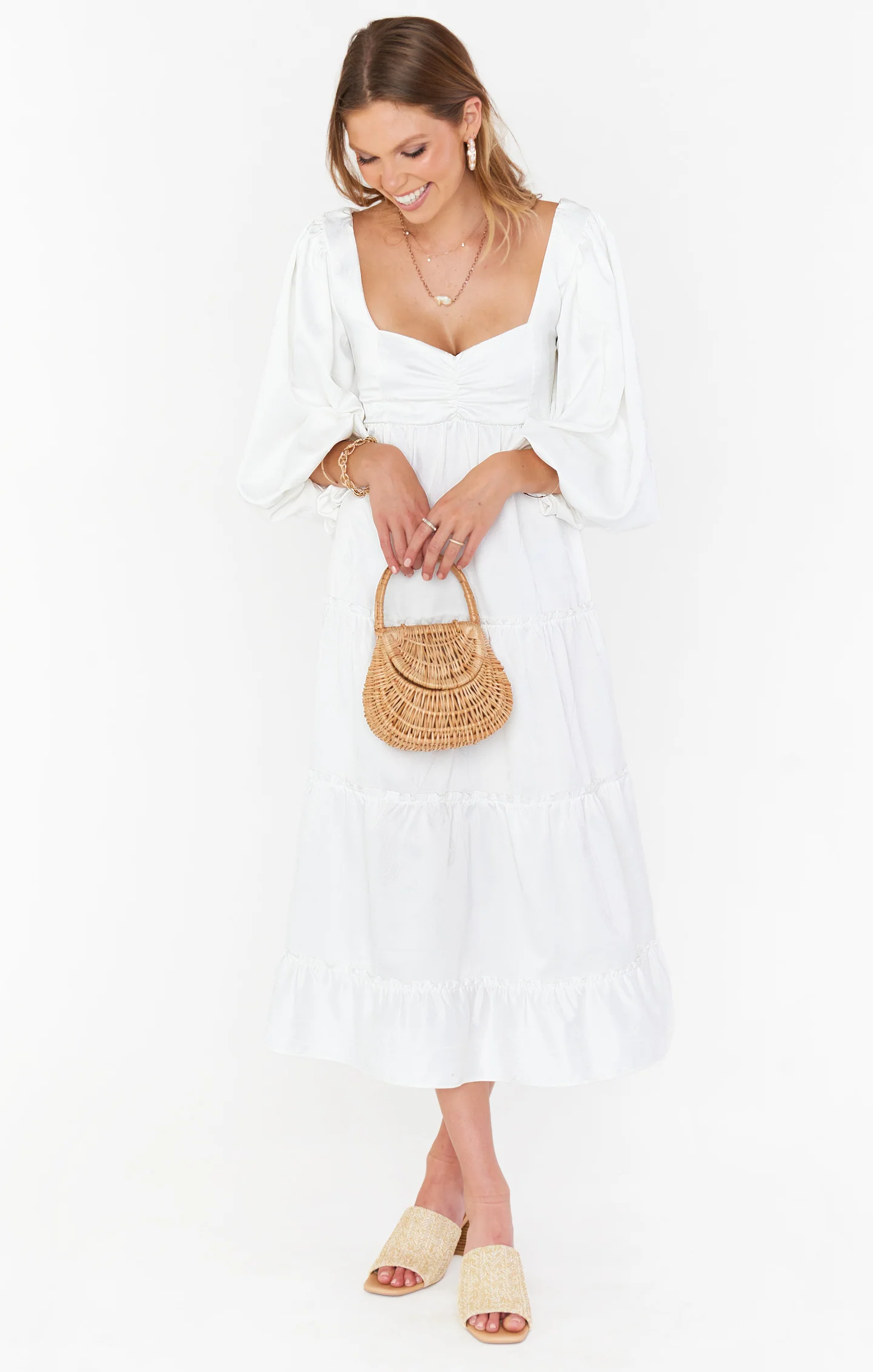 Elena Midi Dress ~ Cream Linen