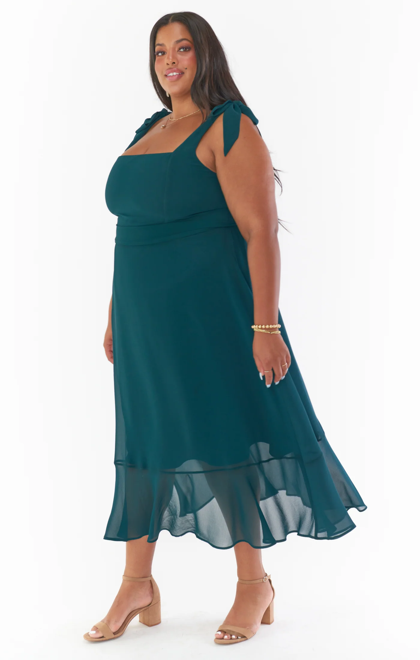 Elena Midi Dress ~ Green Tulle