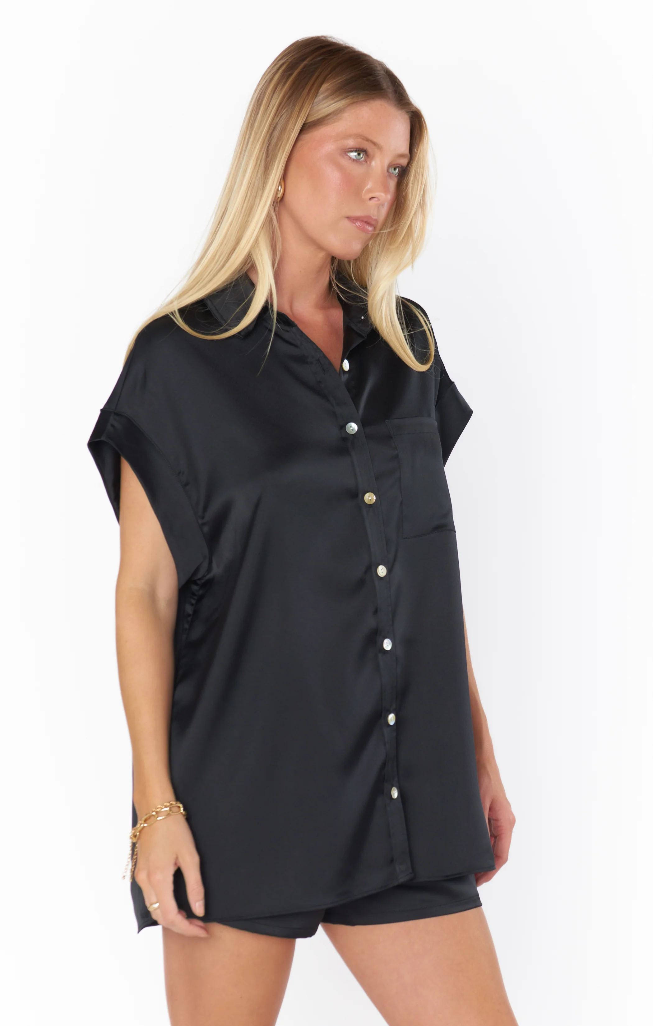 Chic Day Button Up ~ Black Velvet