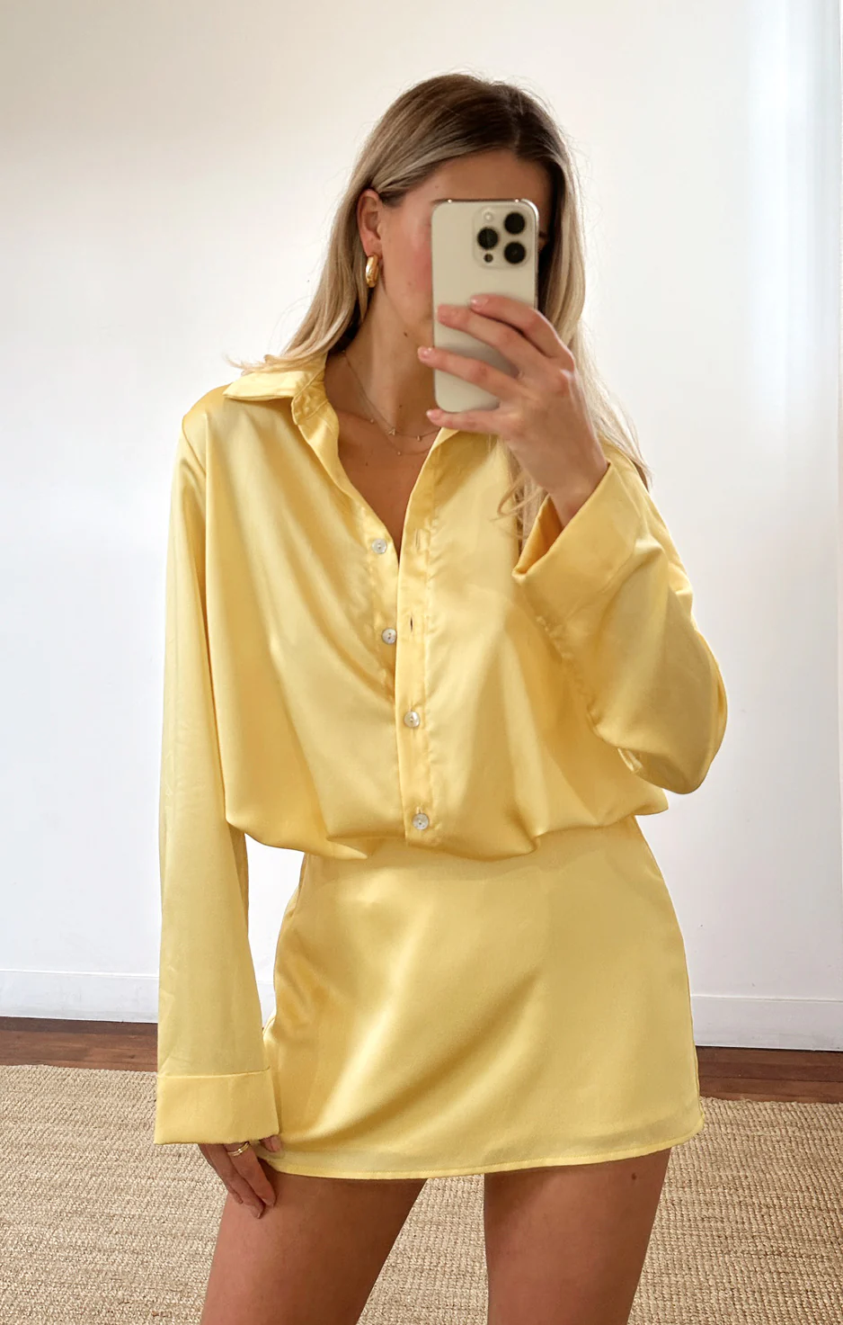 All Night Skort ~ Yellow Luxe Satin