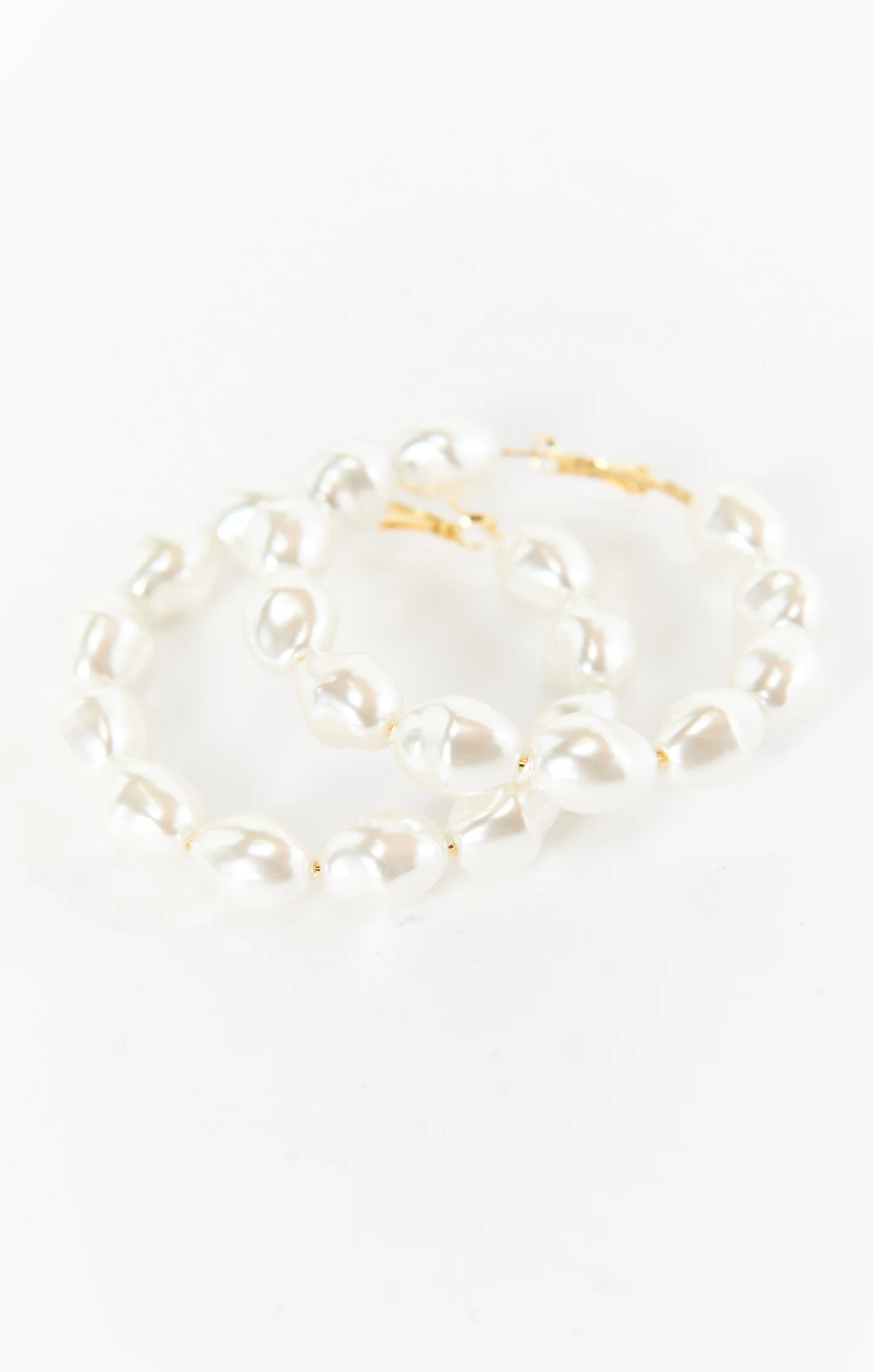 ALV Jewels XL Pearl Hoop Earrings ~ Ivory & Gold