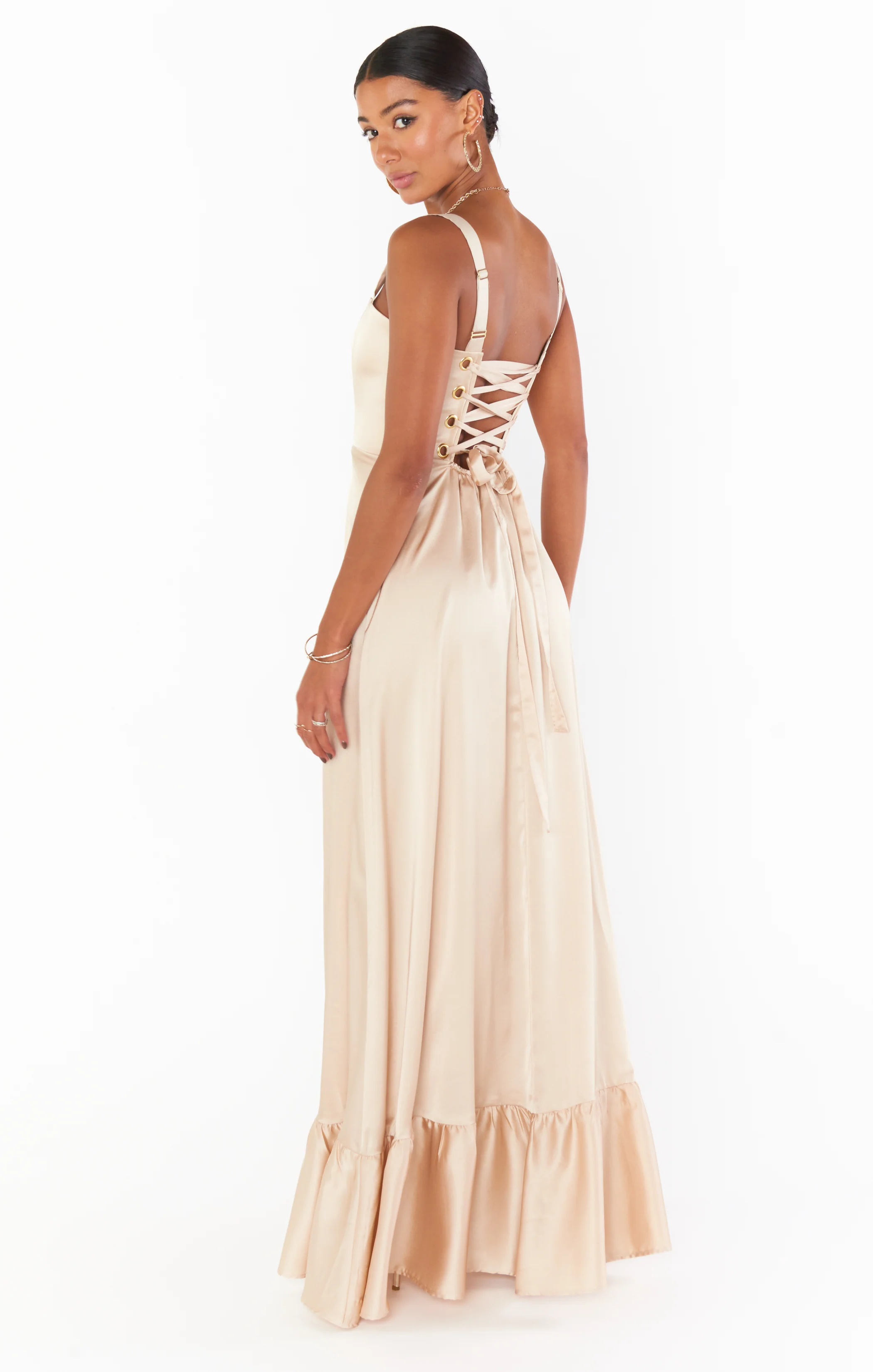 Clarissa Corset Dress ~ Champagne Luxe Satin