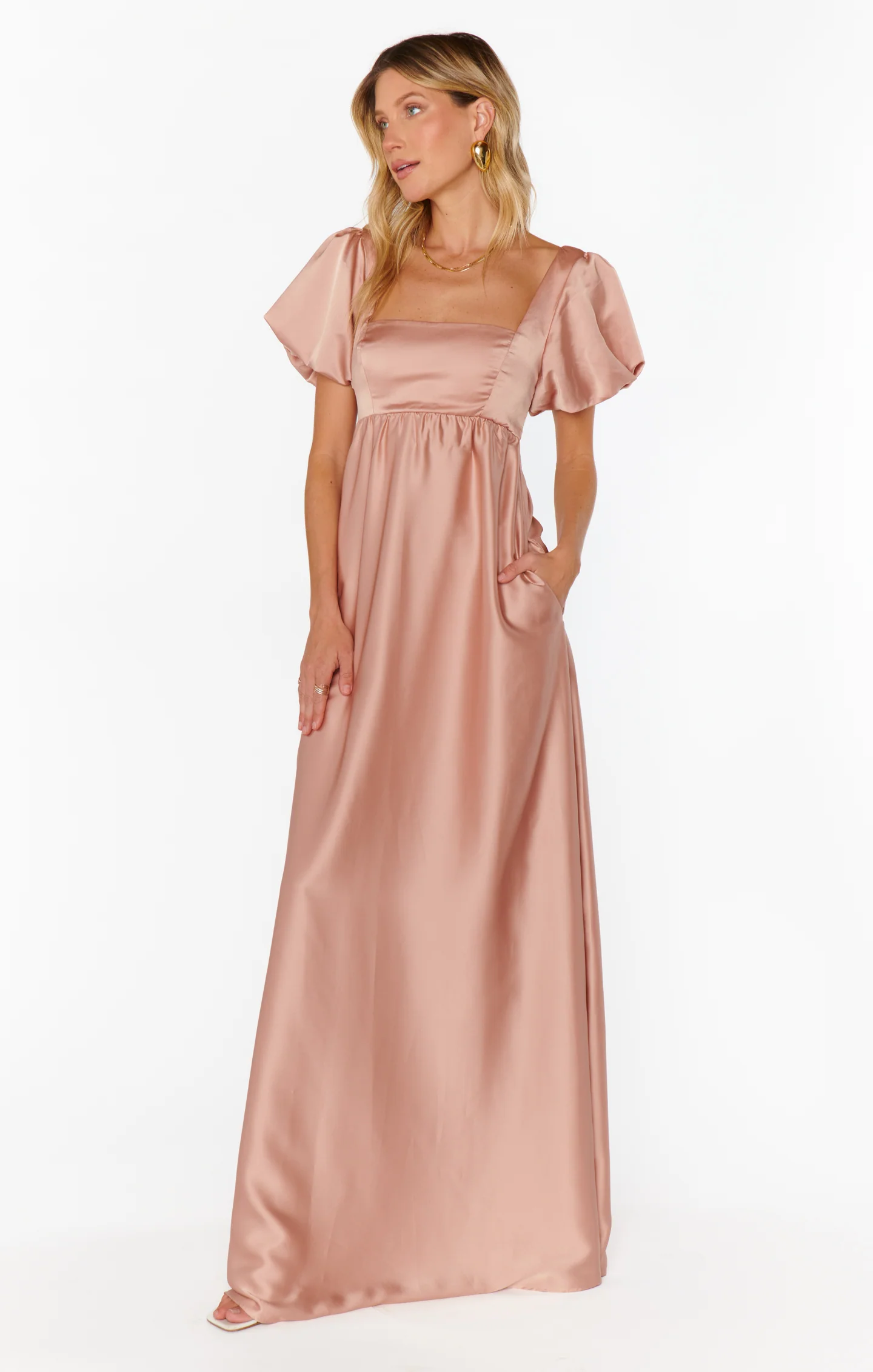 Maxi Dress ~ Rose Gold Luxe Satin