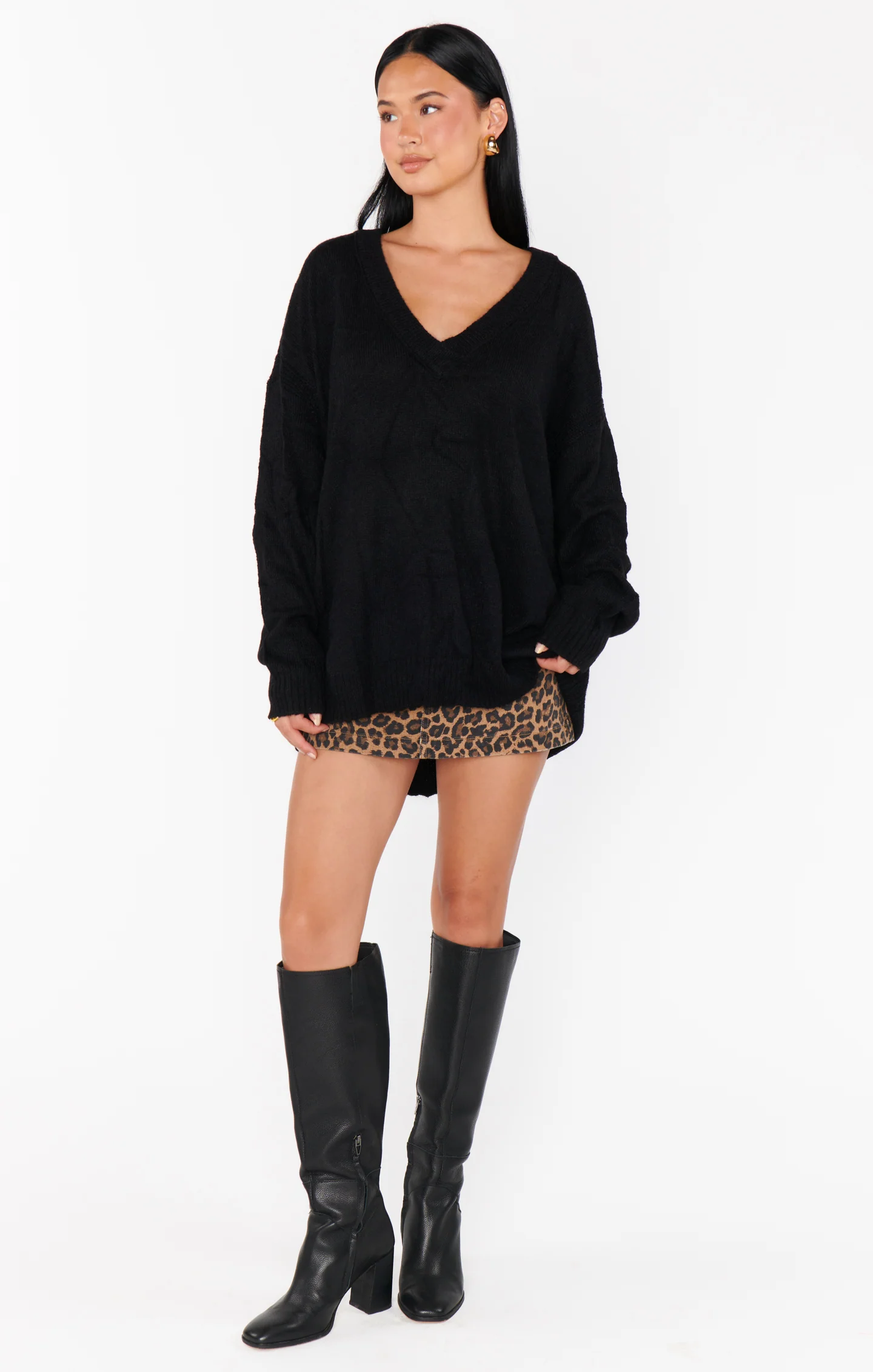 Ozzy Oversized Sweater ~ Black Knit