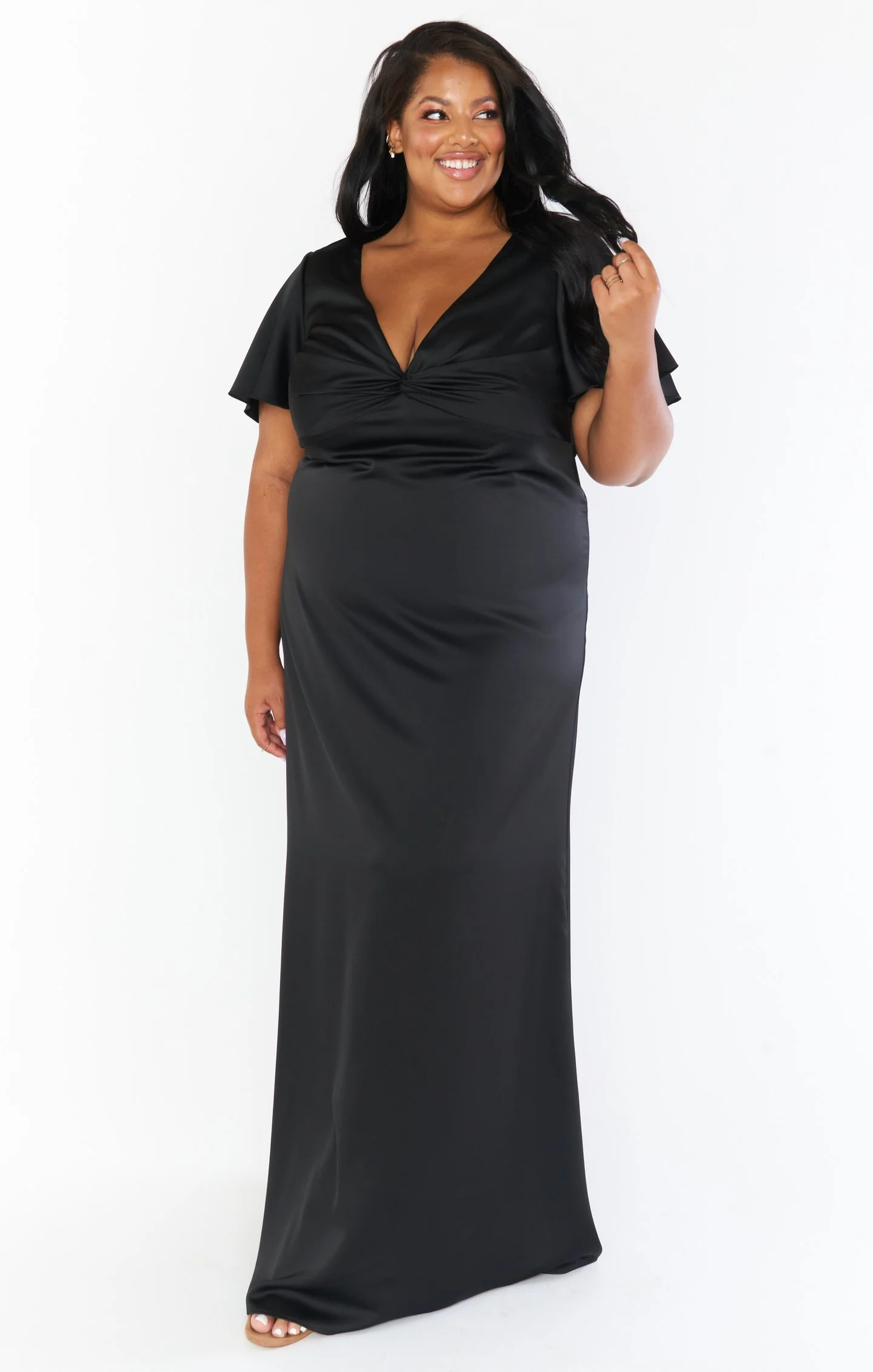Rome Twist Gown ~ Black Luxe Satin