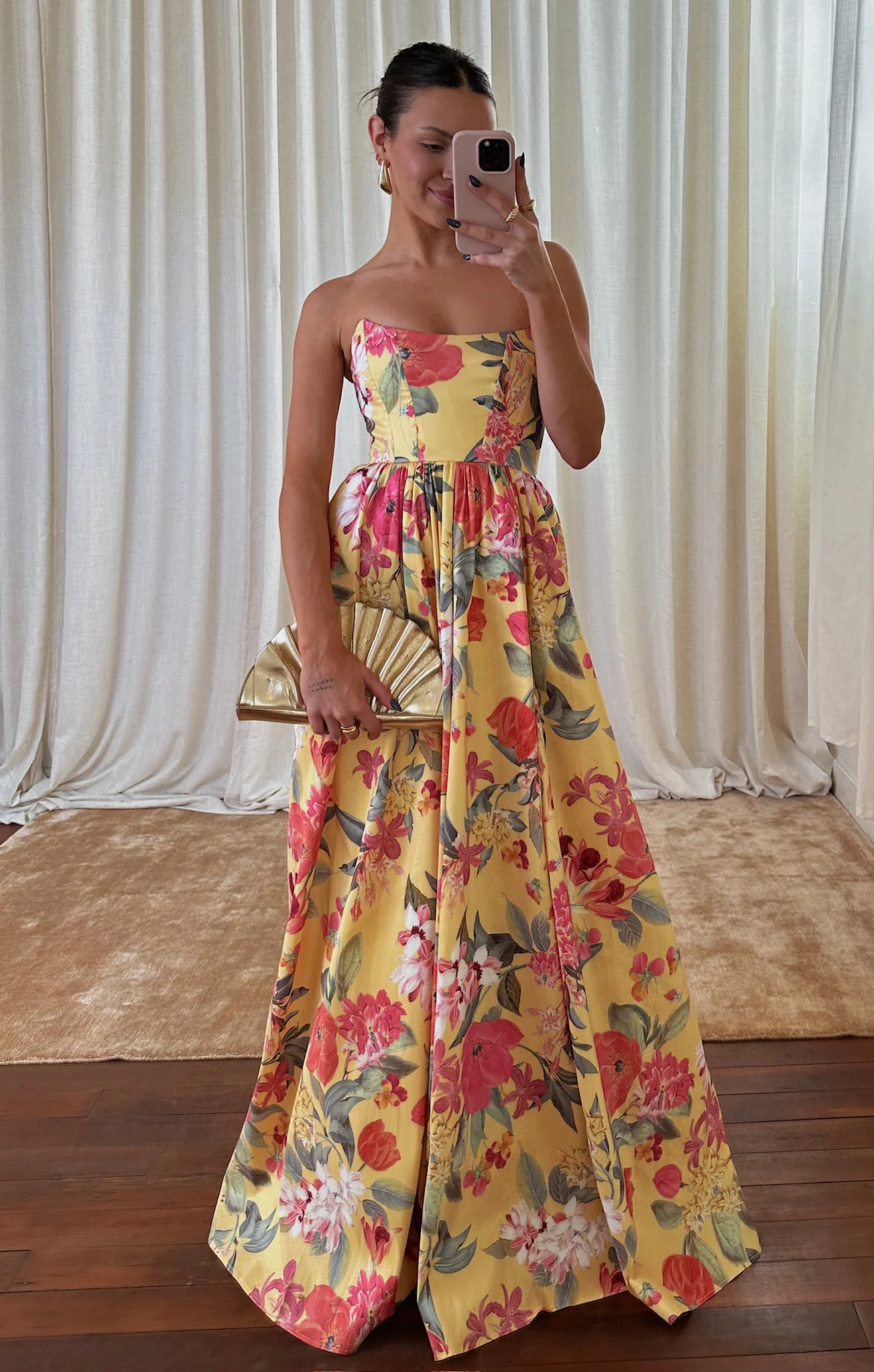 Luna Maxi Dress ~ Sunflower Floral Taffeta