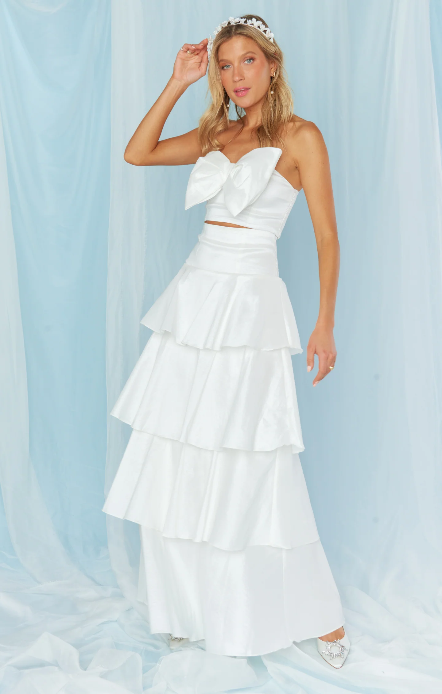 Big Bow Top ~ White Taffeta