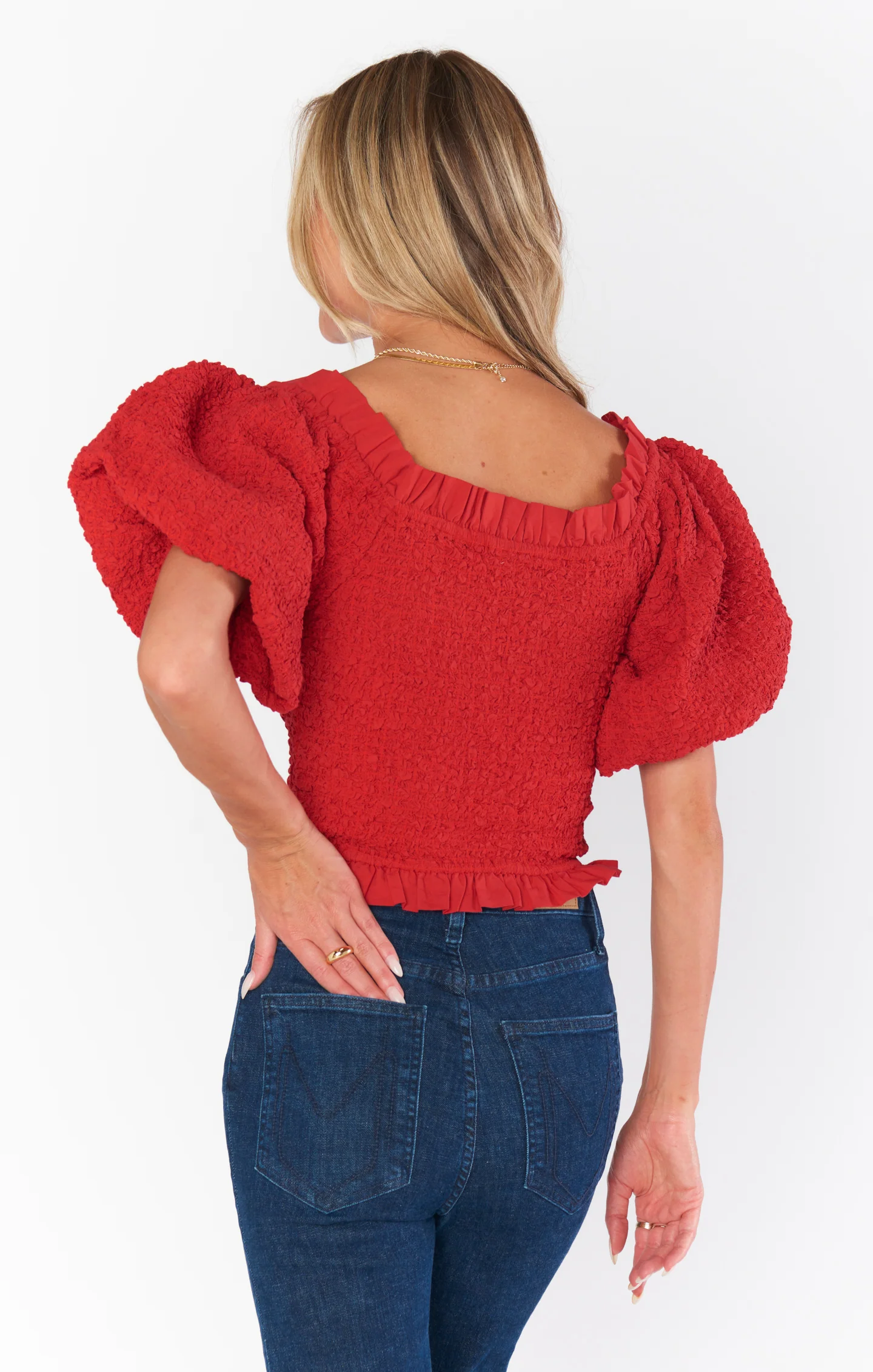 Rom Com Top ~ Red Texture Stretch
