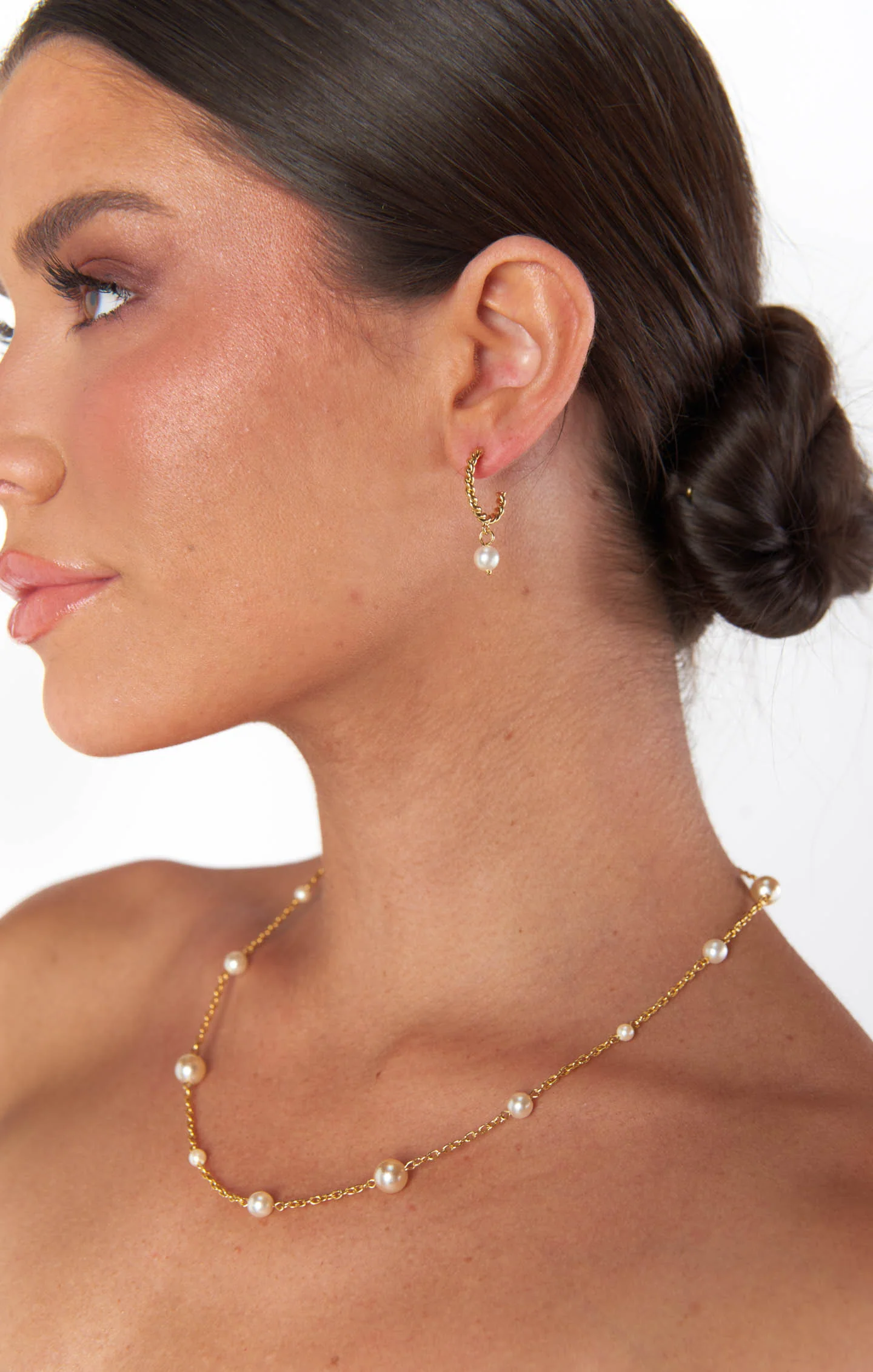 Pearl Hoop Earrings ~ Gold/Pearl