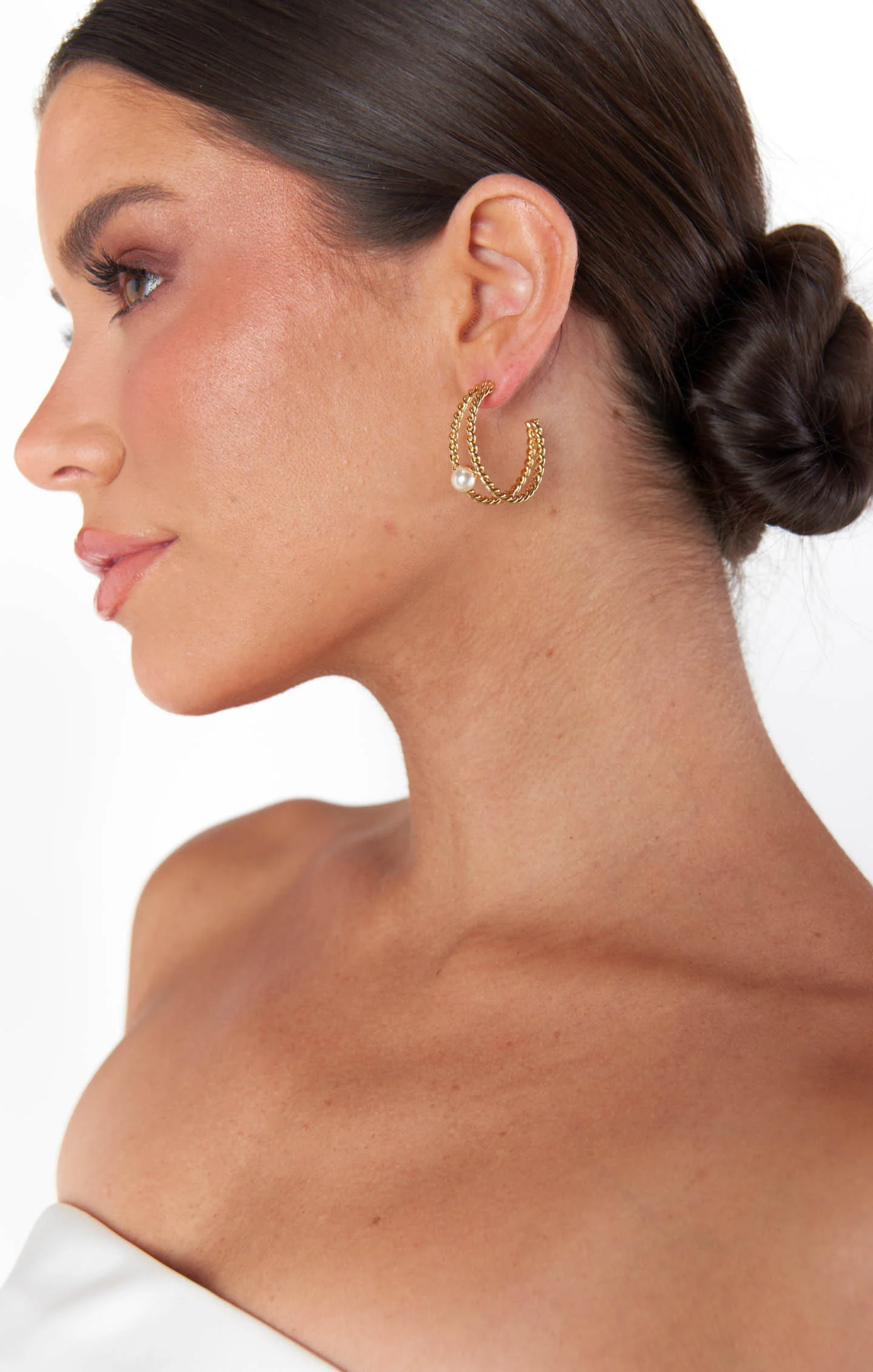 Faithy Jewels Diana Double Hoop ~ Gold/Pearl