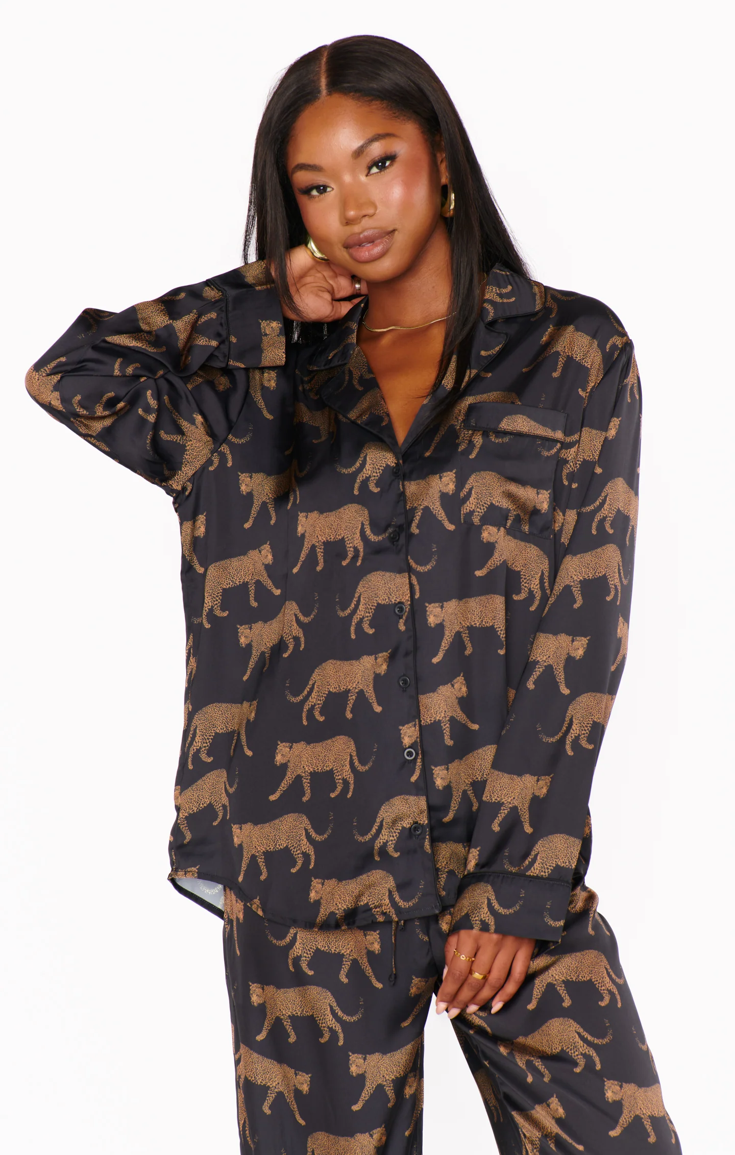 Classic PJ Set ~ Black Catwalk Silky