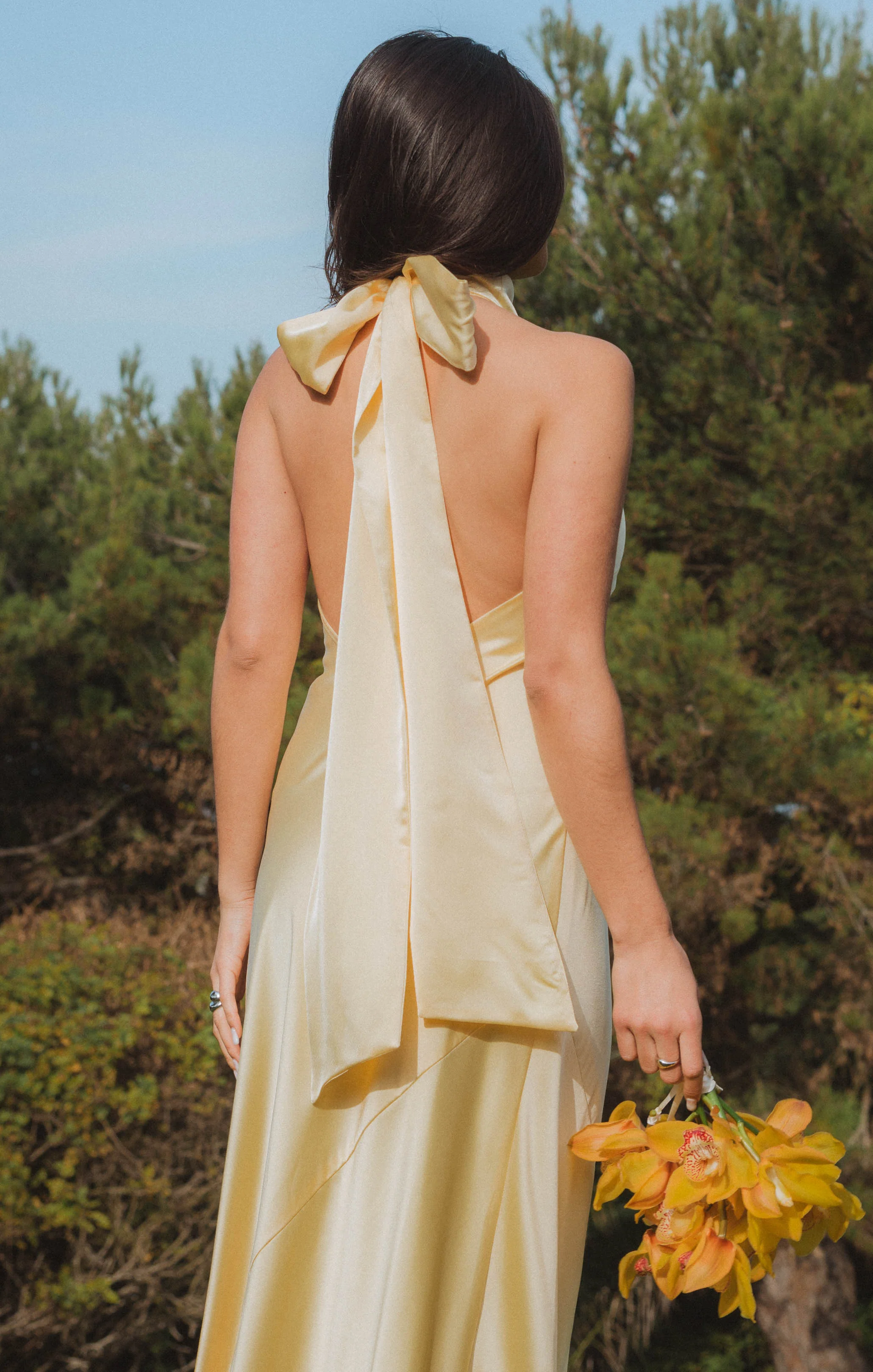 Emma Maxi Dress ~ Light Yellow Silk