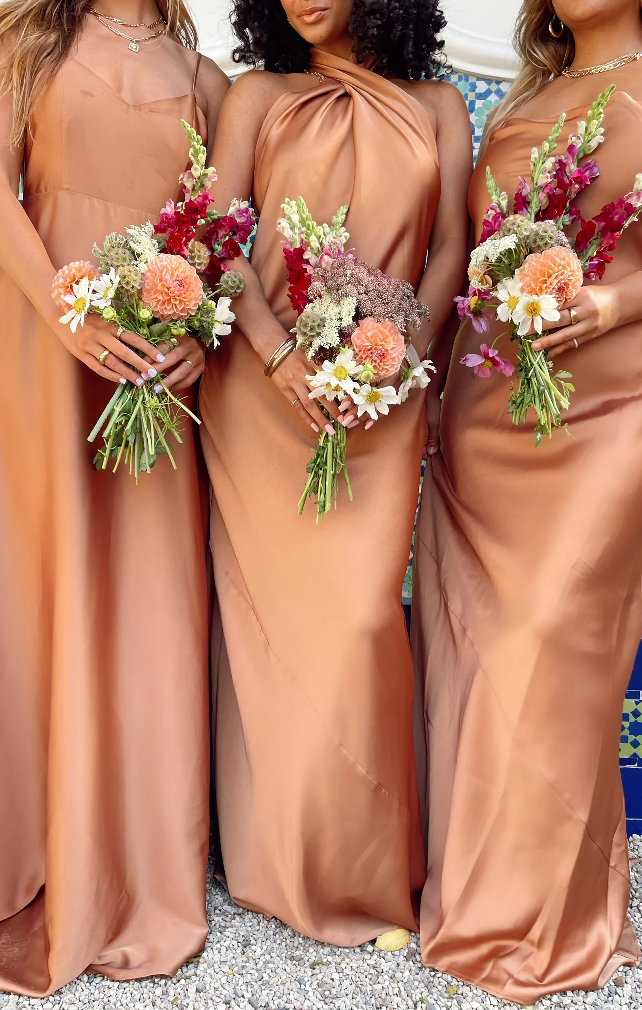 Jasmine Halter Maxi Dress ~ Copper Satin