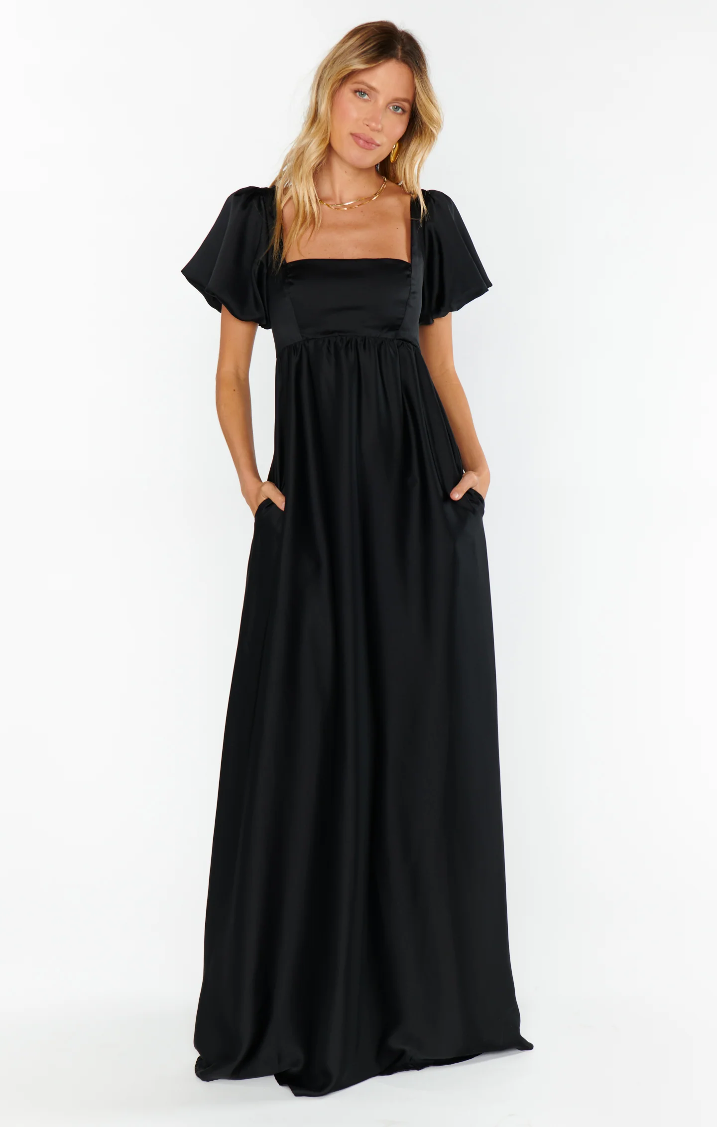 Maxi Dress ~ Black Satin