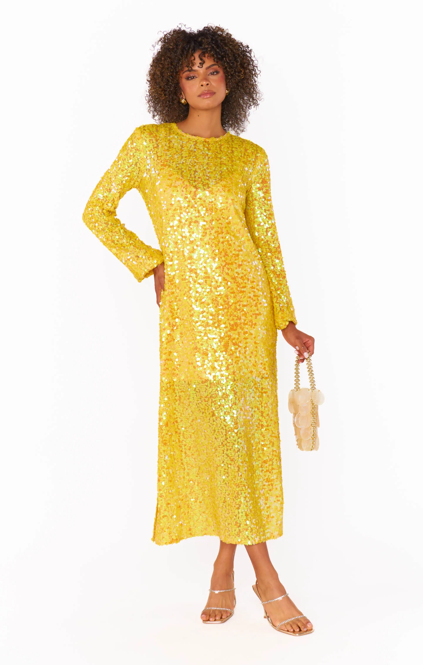 Luna Midi Dress ~ Gold Glitter