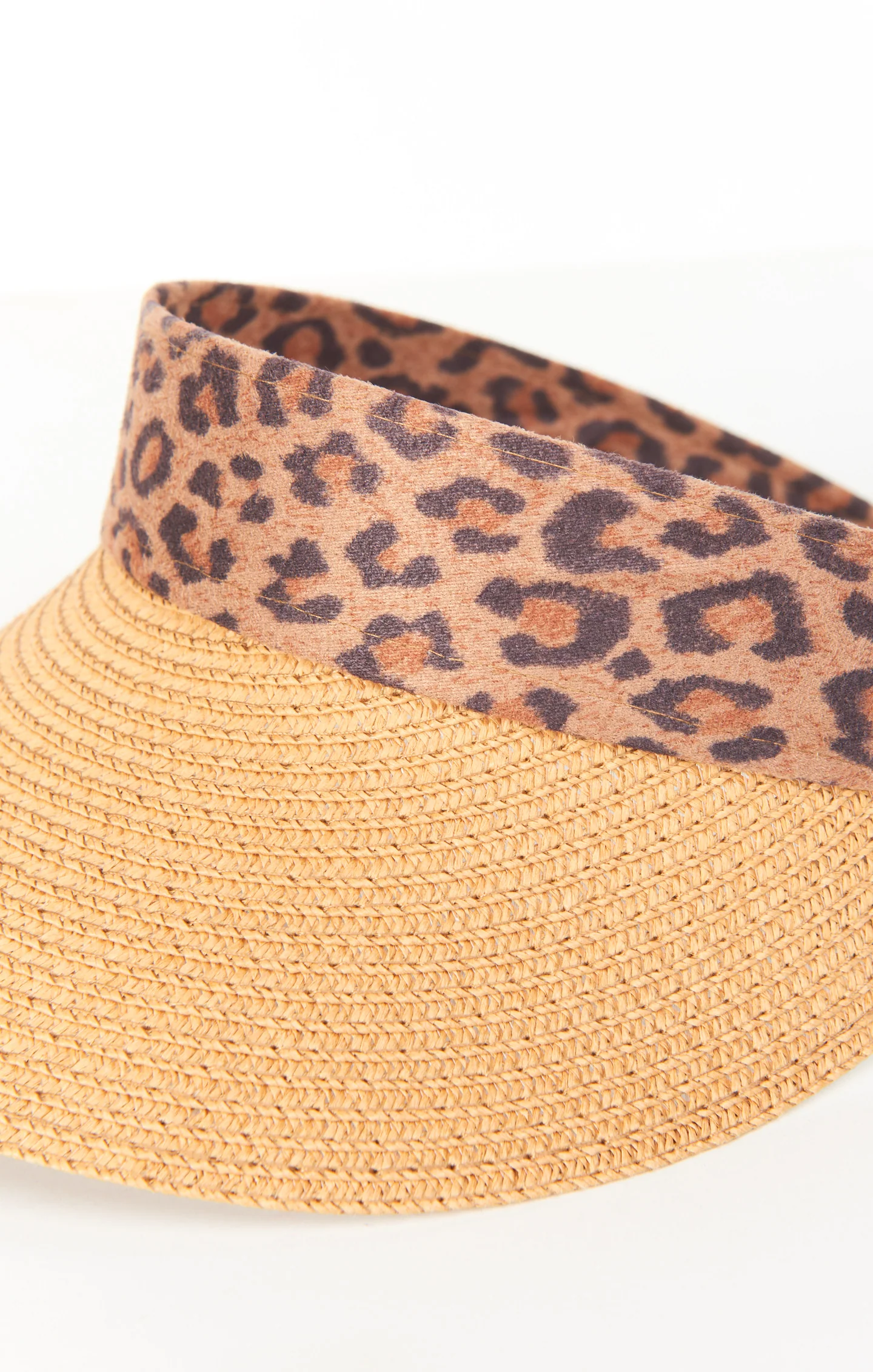 Stylish Straw Visor Hat ~ Leopard