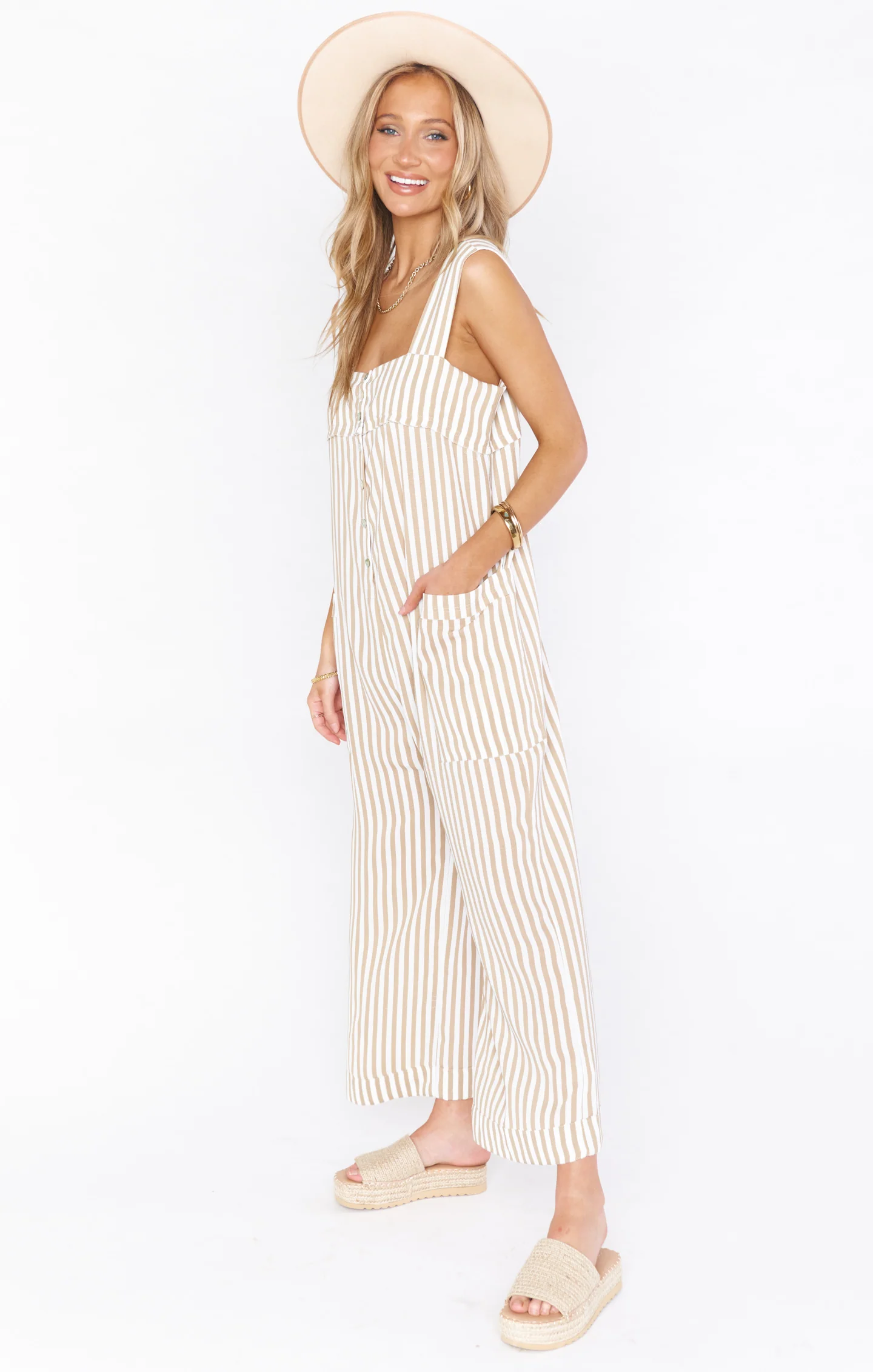 Stroll Jumpsuit ~ Ivory Solid Stripe