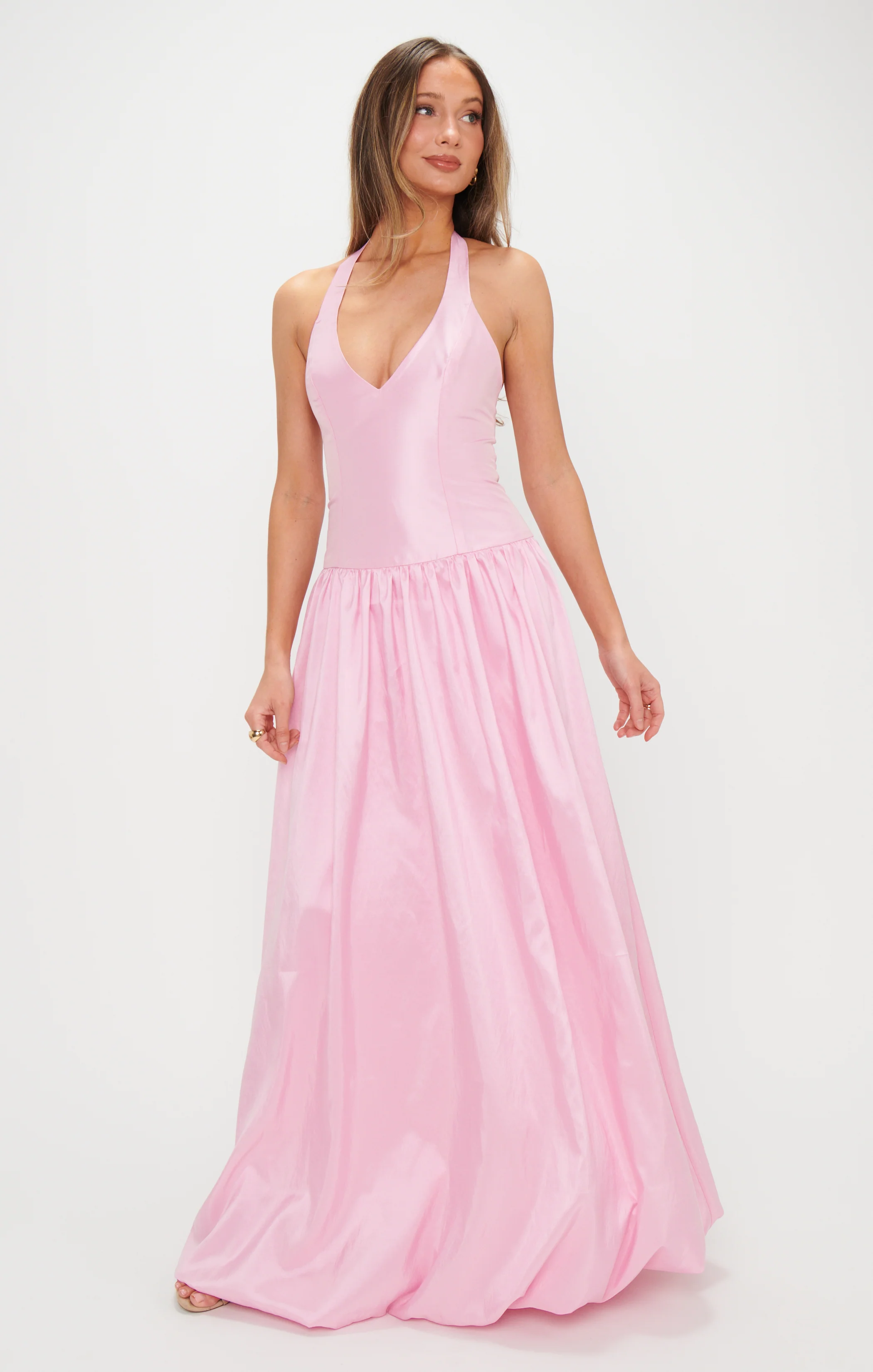 Mia Maxi Dress ~ Soft Pink Taffeta