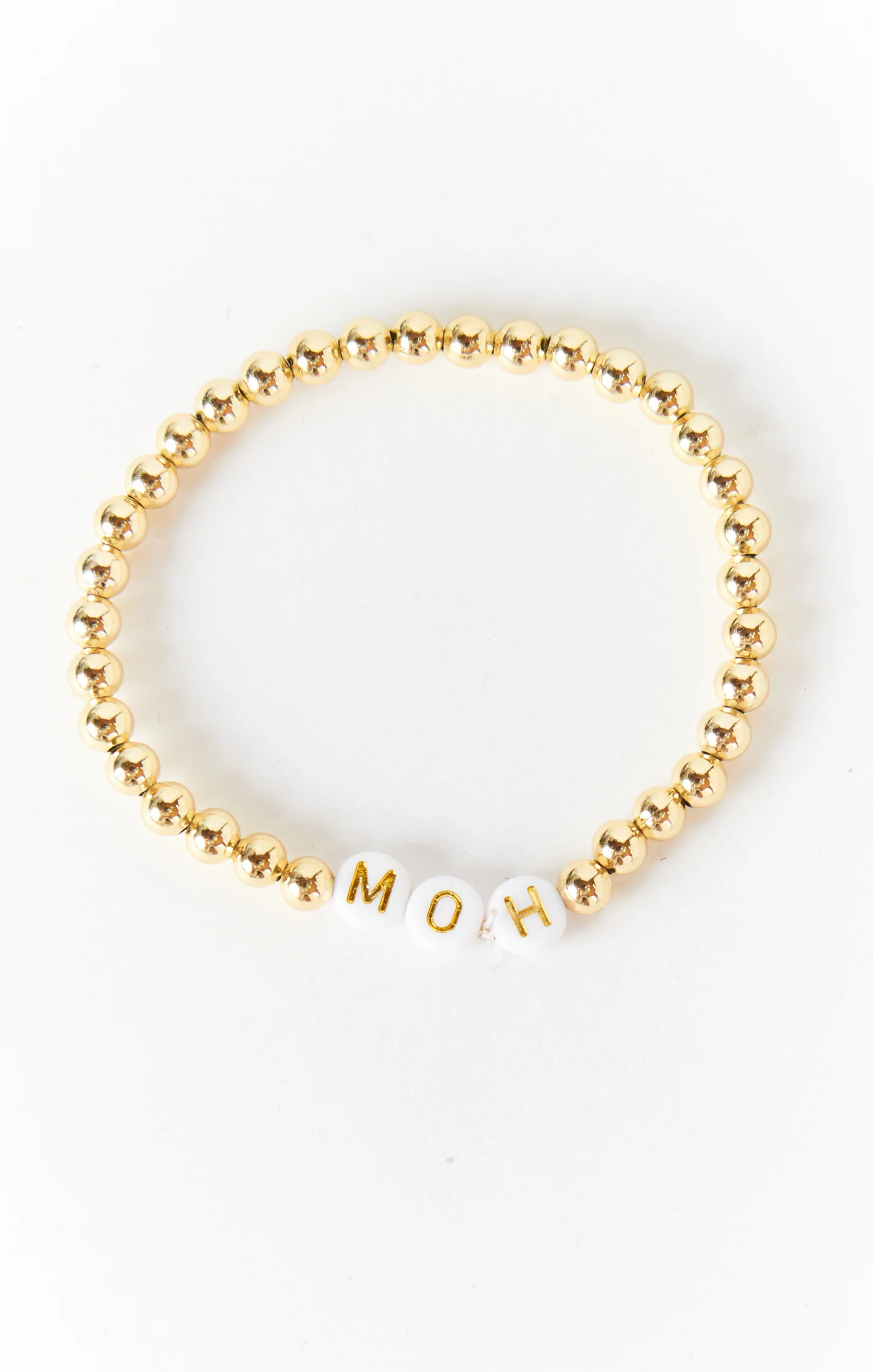 Beaded Bracelet ~ White & Gold Beads