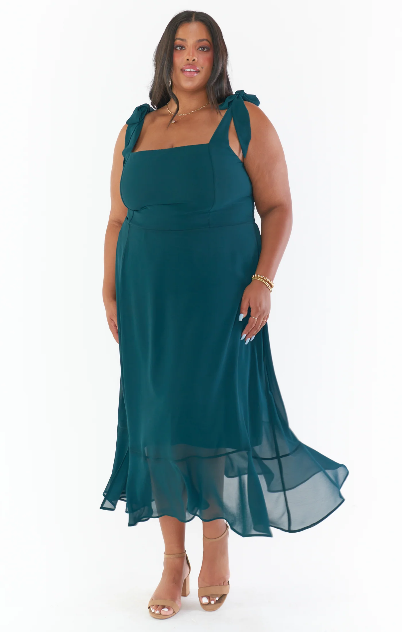 Elena Midi Dress ~ Green Tulle