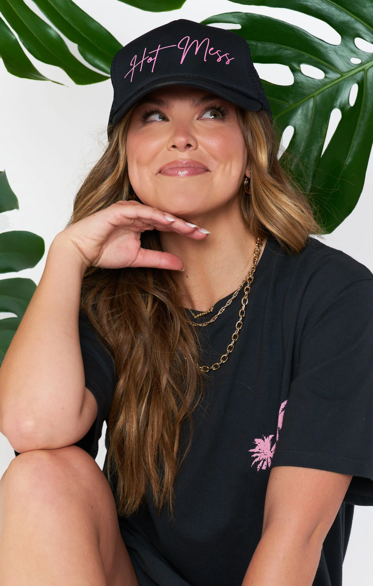 Hot Mess Trucker Hat ~ Black & Hot Pink