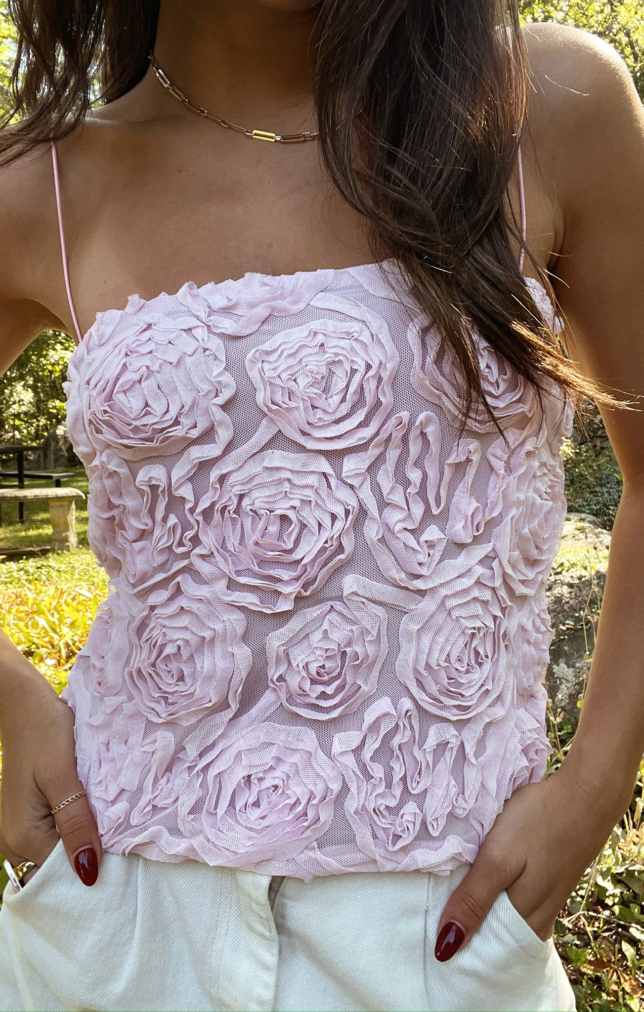 Tanya Top ~ Rosette Mesh Pink