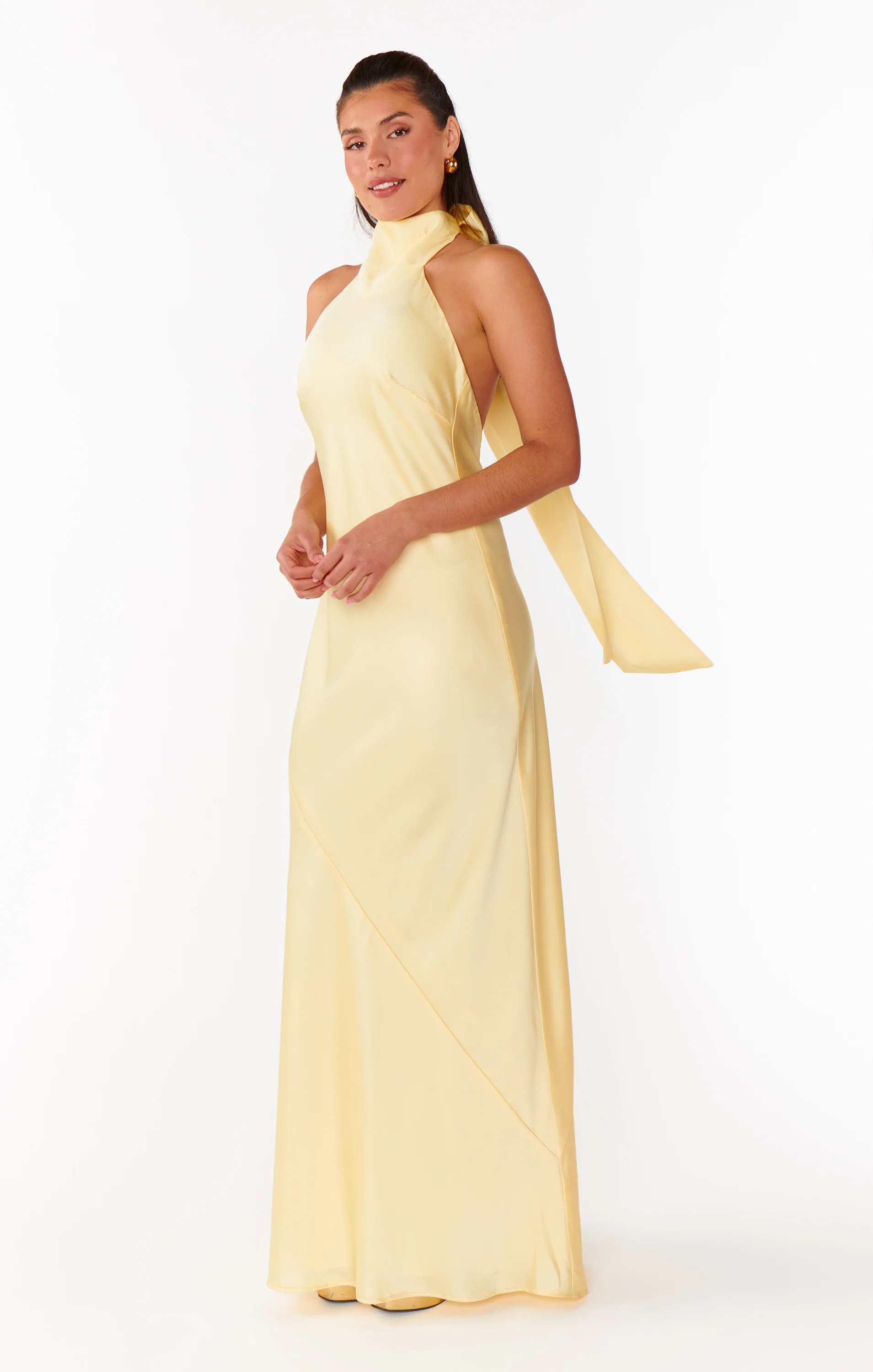 Emma Maxi Dress ~ Light Yellow Silk