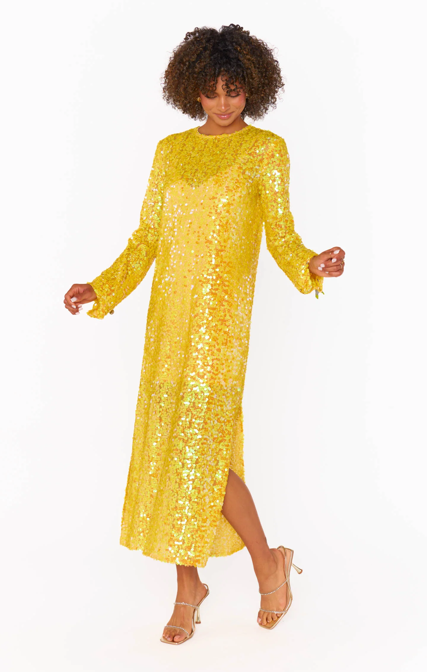 Luna Midi Dress ~ Gold Glitter