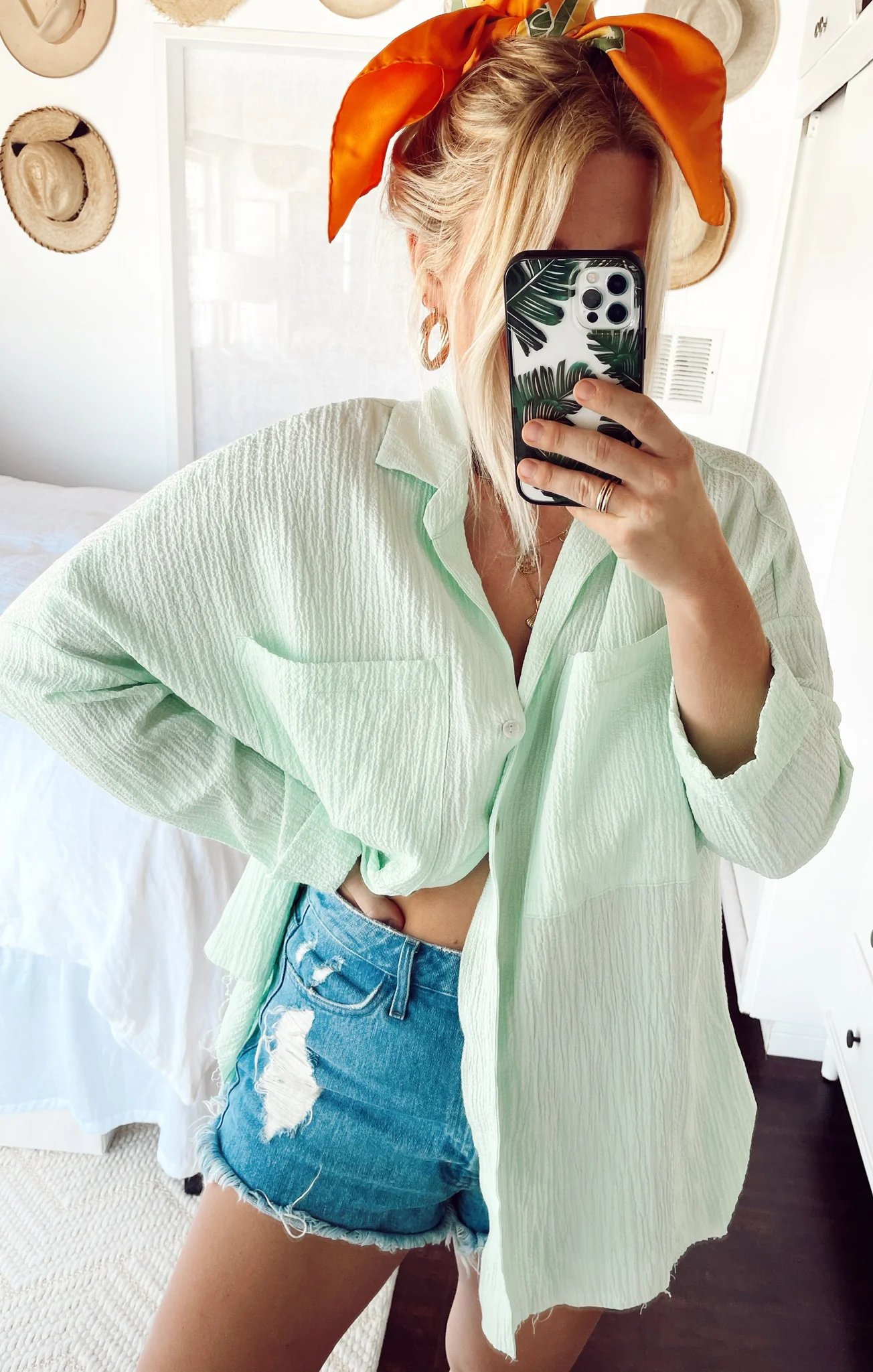 Button Down Shirt ~ Green Melon