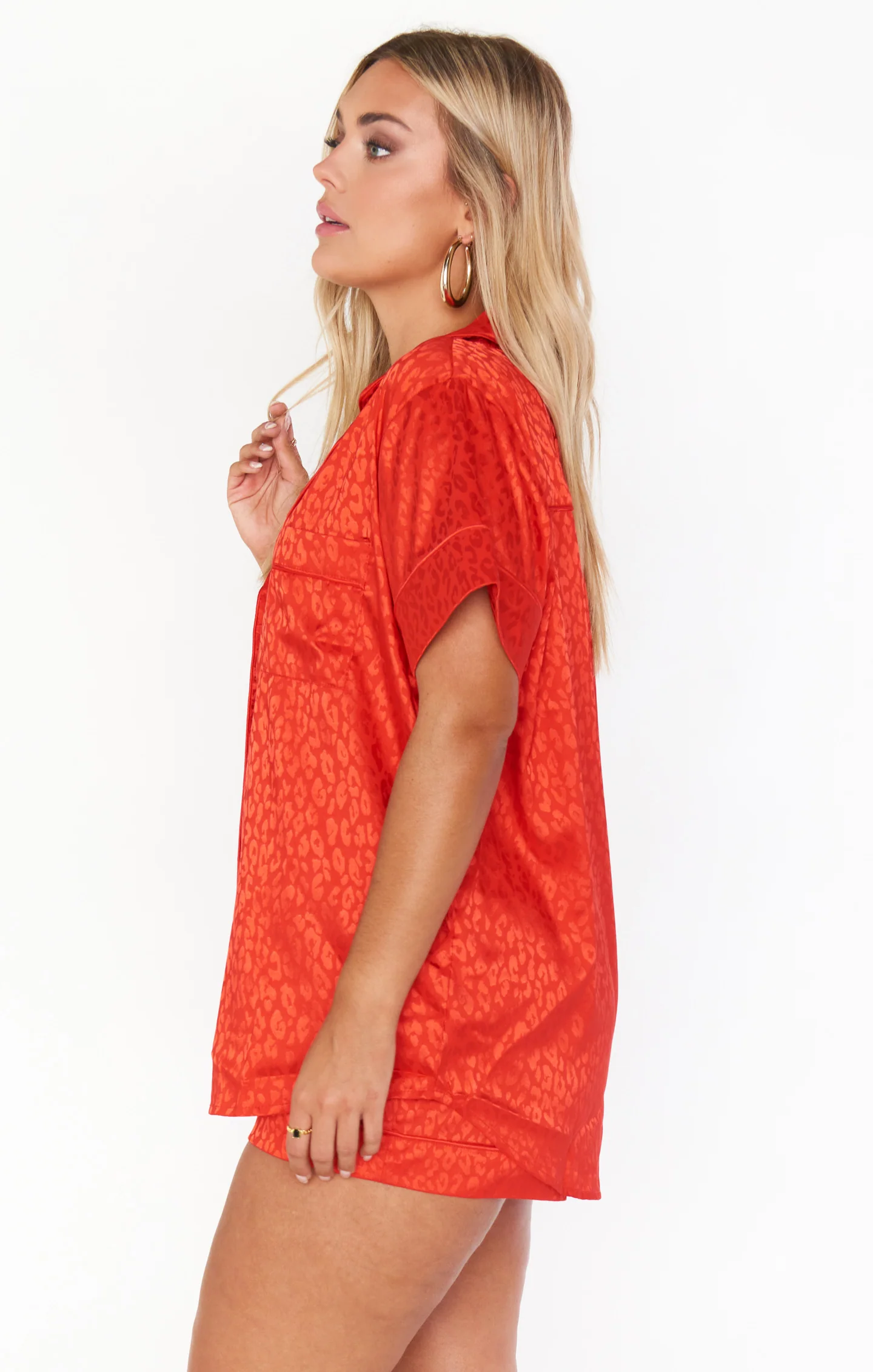 Slumber PJ Set ~ Red Cheetah Silky