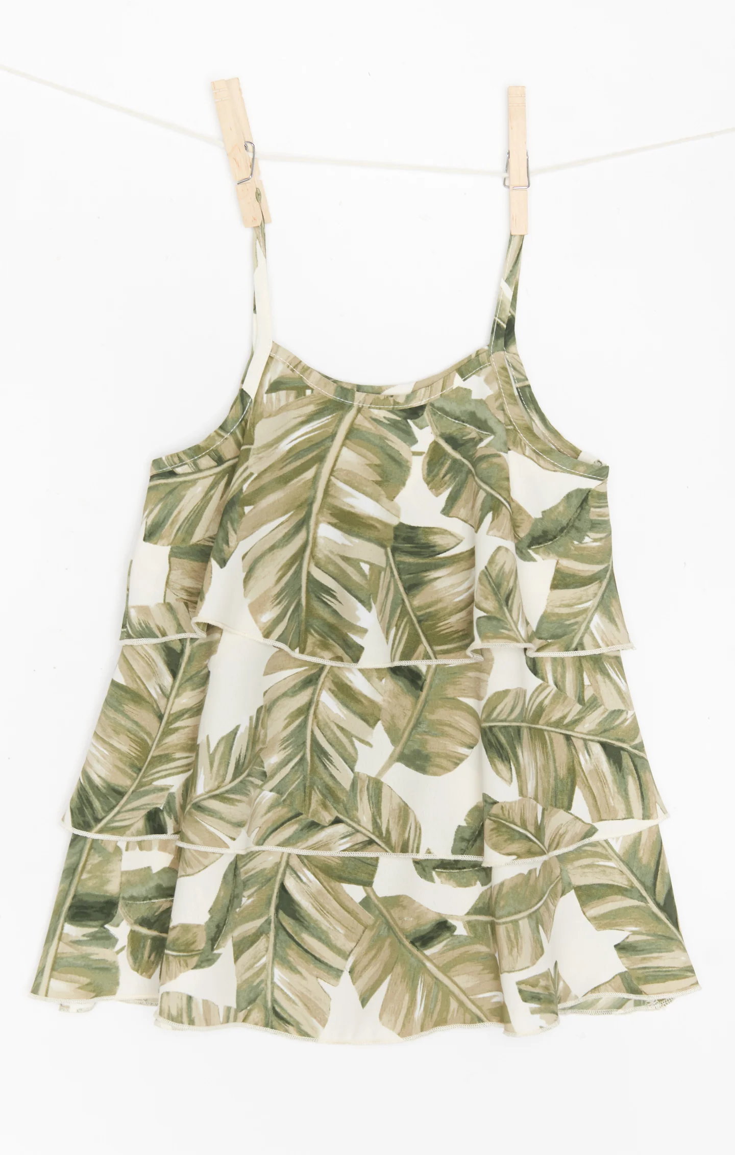 Reagan Ruffle Dress ~ Green Majestic Palm