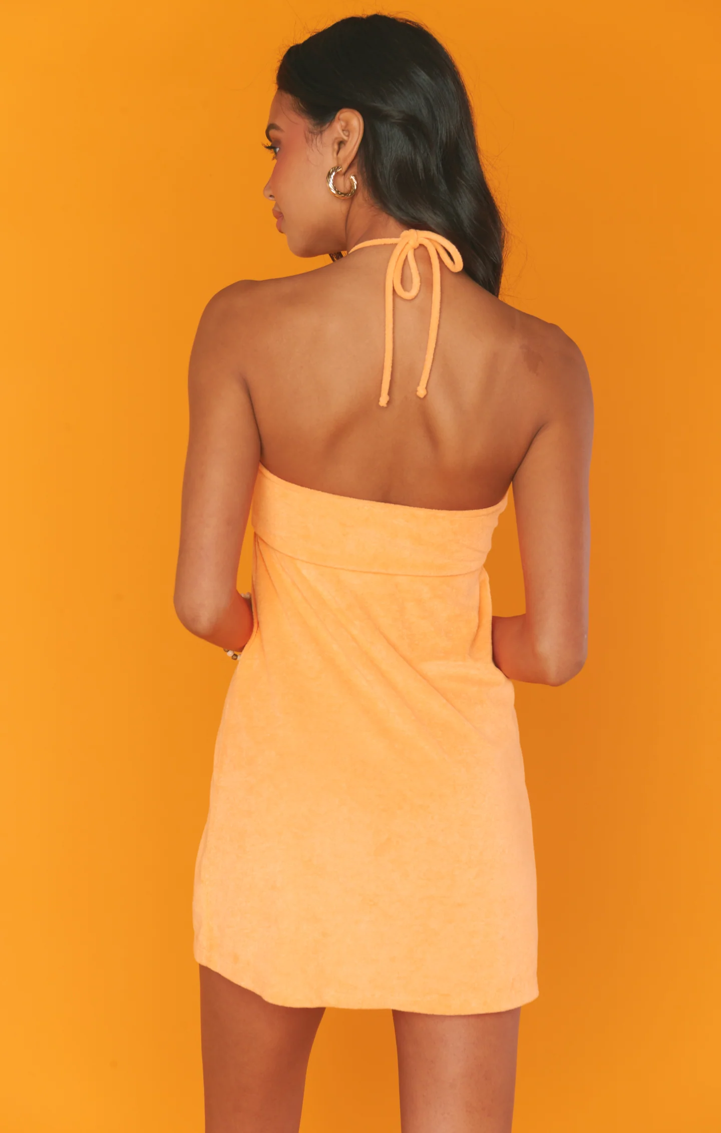 V-Neck Mini Dress ~ Orange Fabric