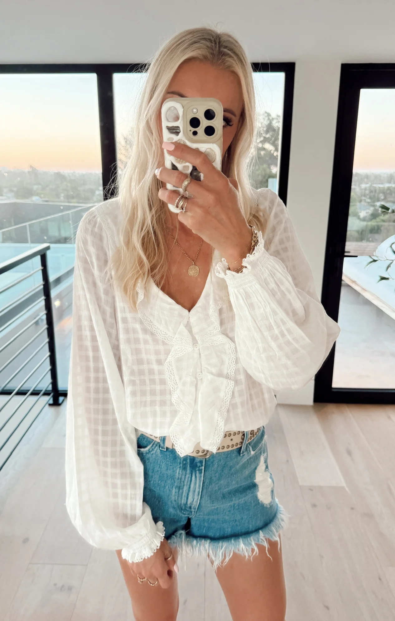 Mia Frill Blouse ~ Light Cotton Sateen