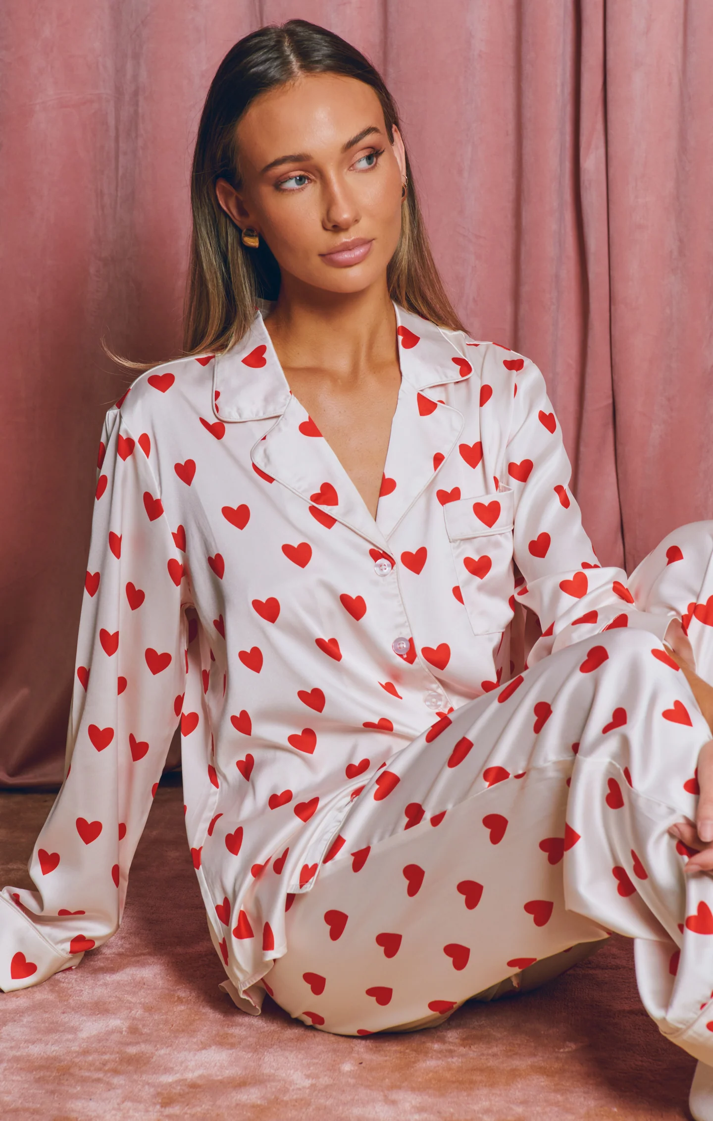 Classic PJ Set ~ Queen of Hearts Silky