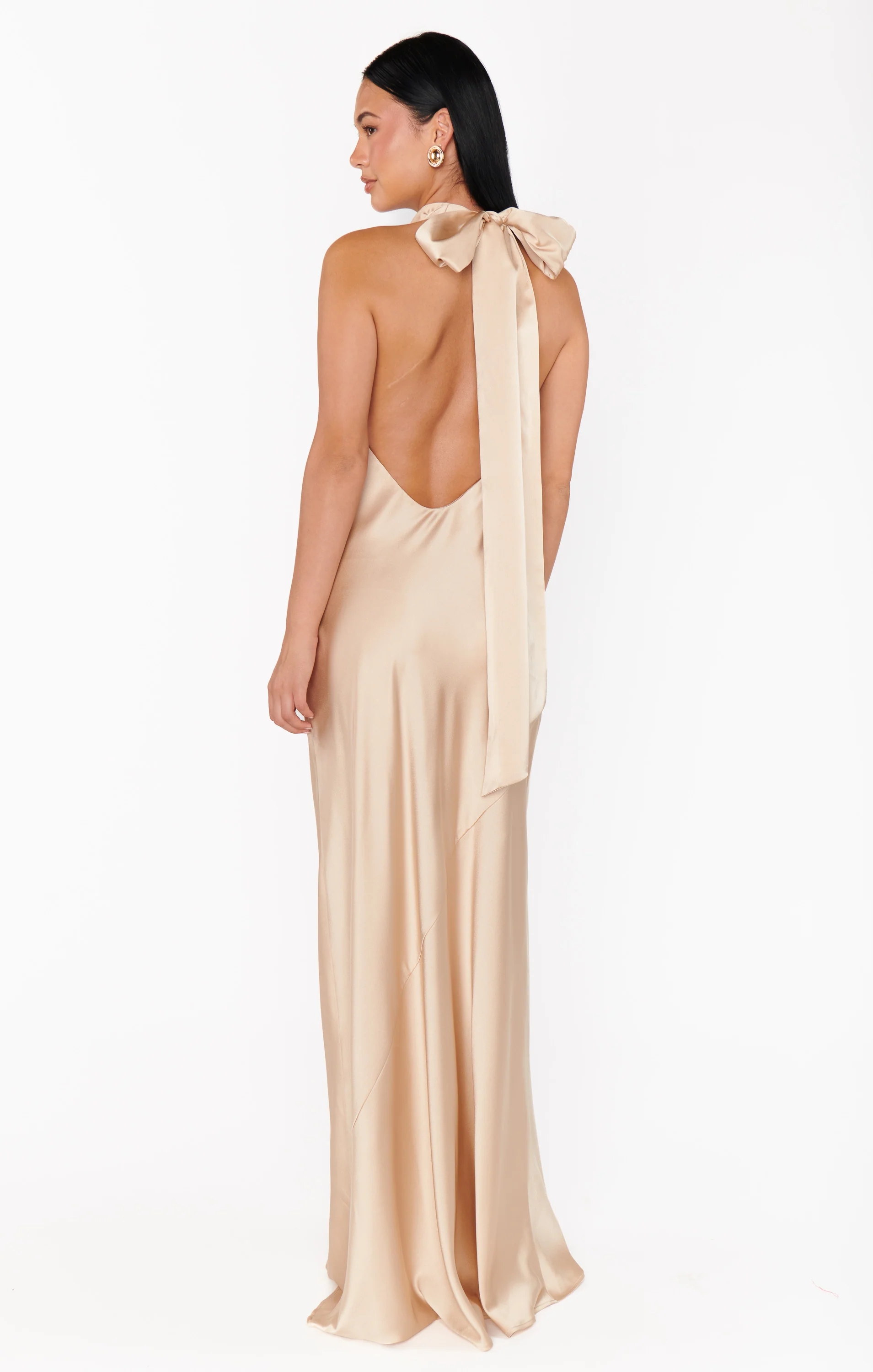 Lisa Maxi Dress ~ Champagne Luxe Satin