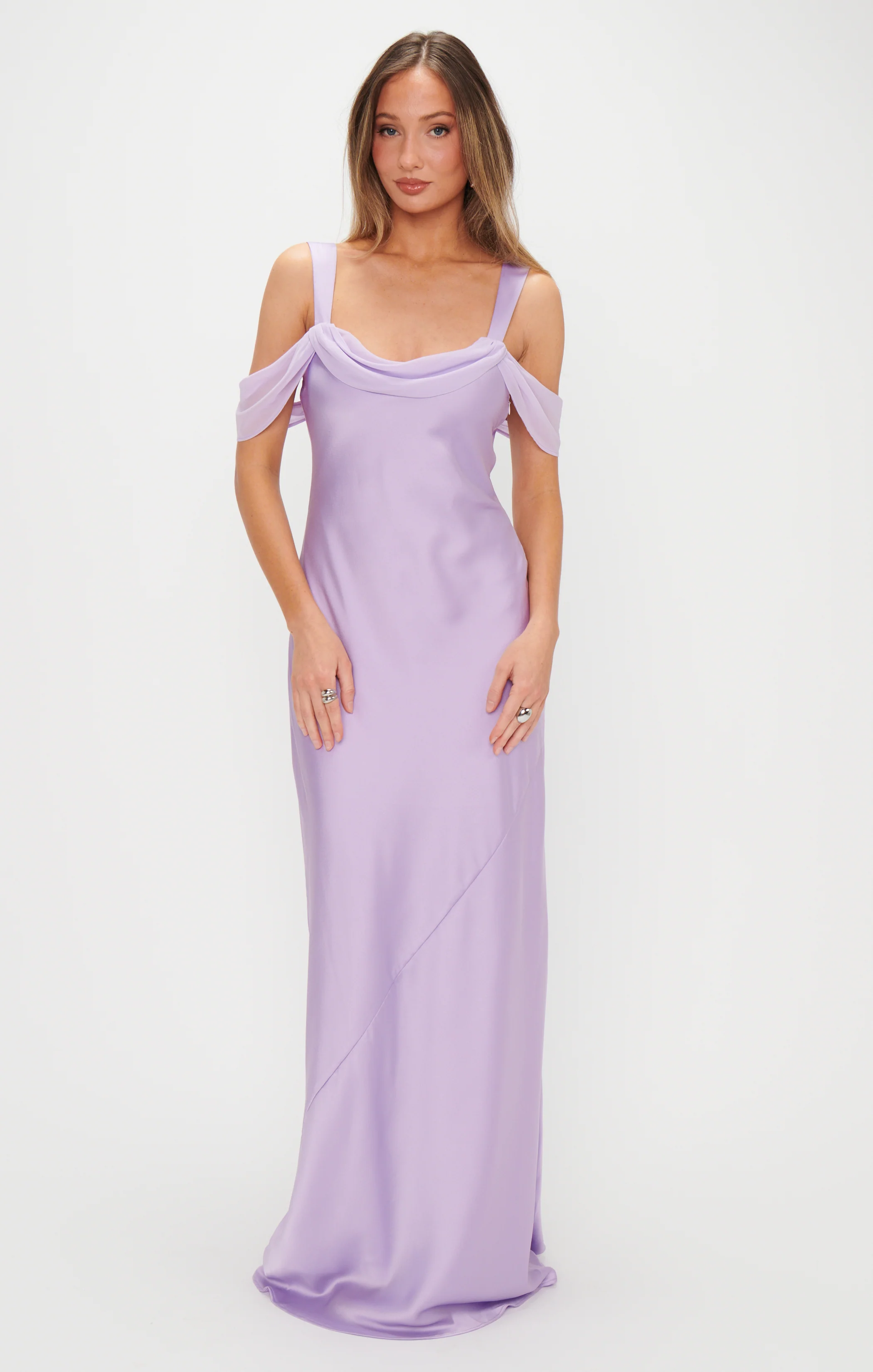 Bella Maxi Dress ~ Lavender Luxe Satin