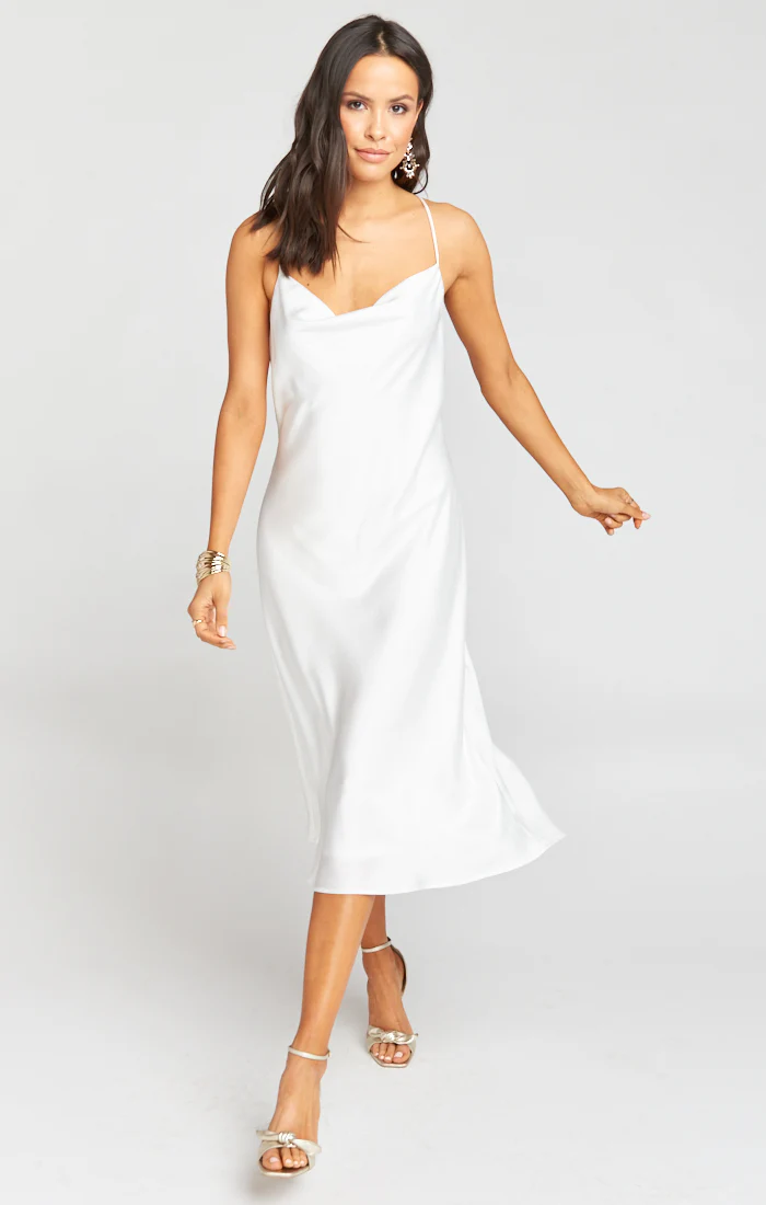 Verona Cowl Dress ~ Ivory Luxe Satin