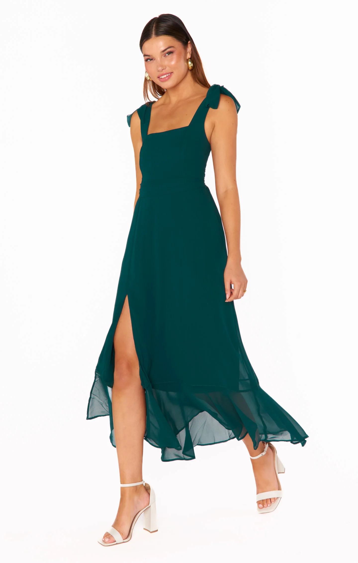 Elena Midi Dress ~ Green Tulle