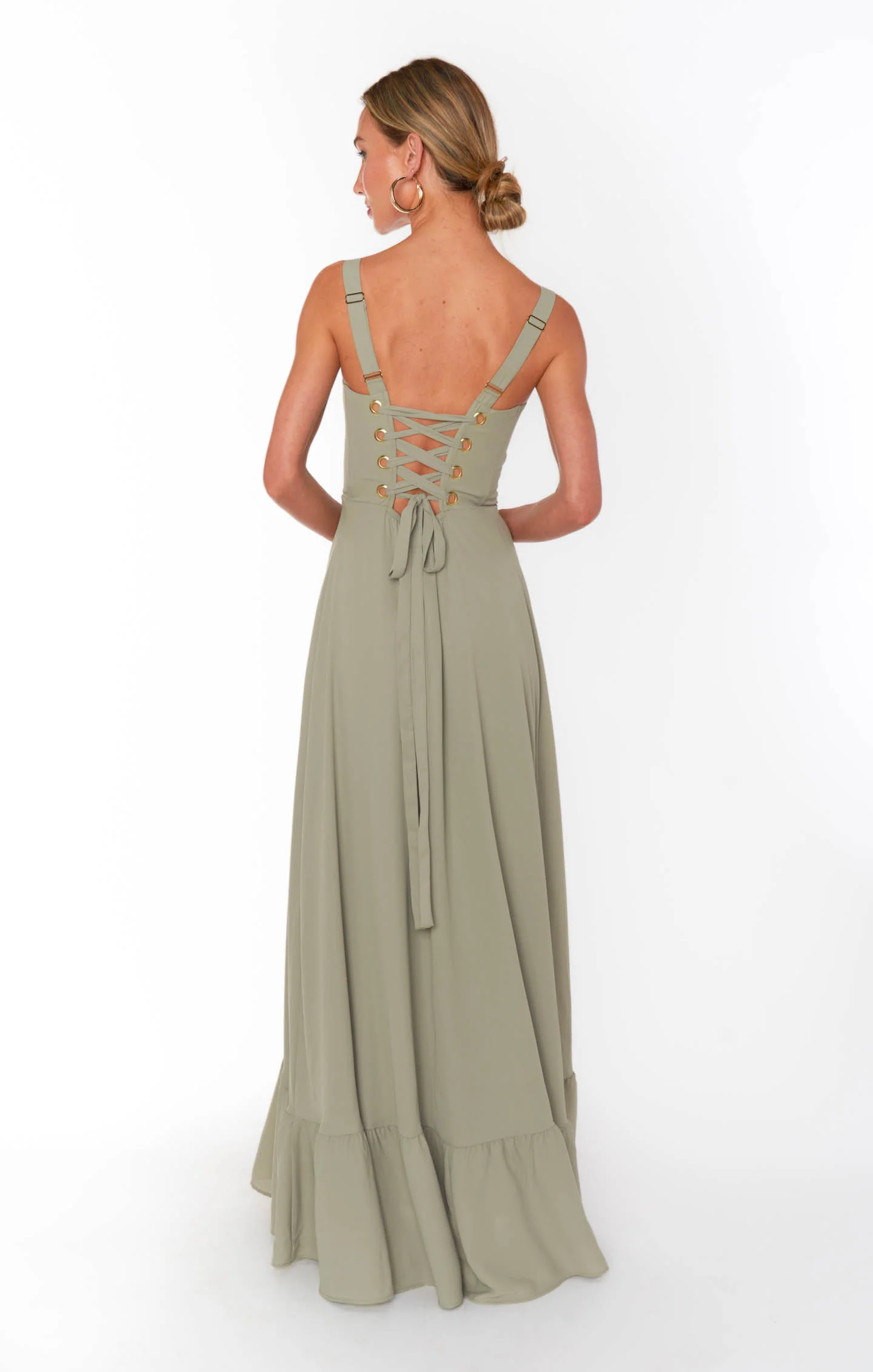 Clarissa Corset Dress ~ Moss Green Crisp