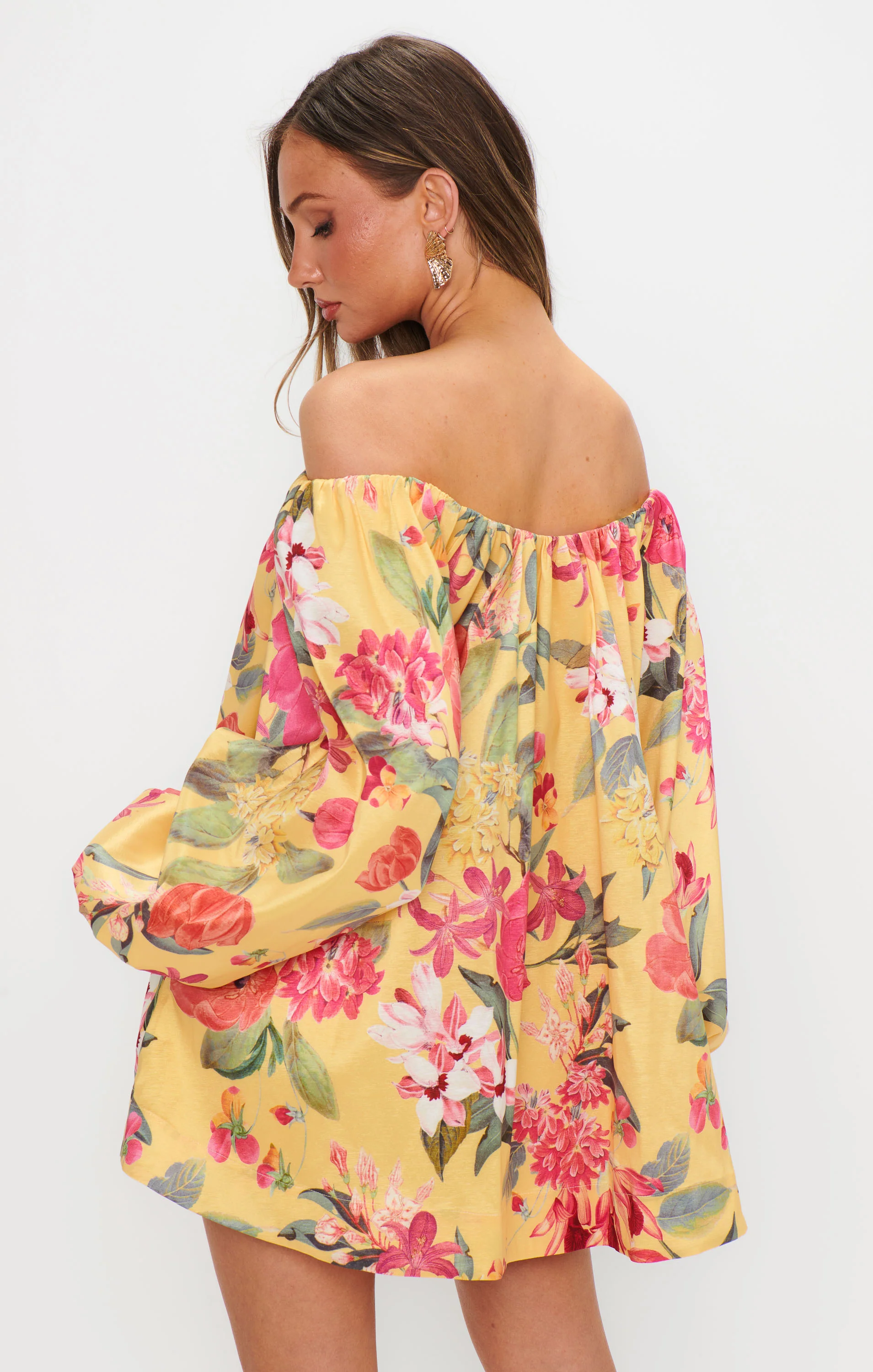 Brenna Mini Dress ~ Mimosa Floral Taffeta