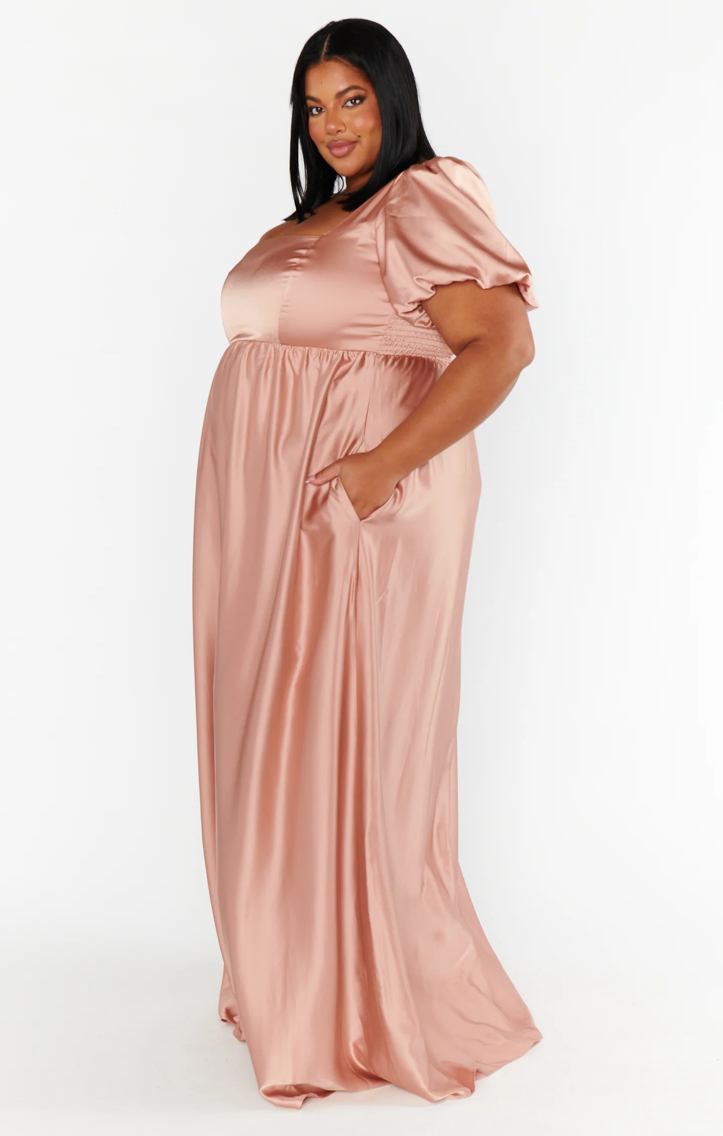 Maxi Dress ~ Rose Gold Luxe Satin